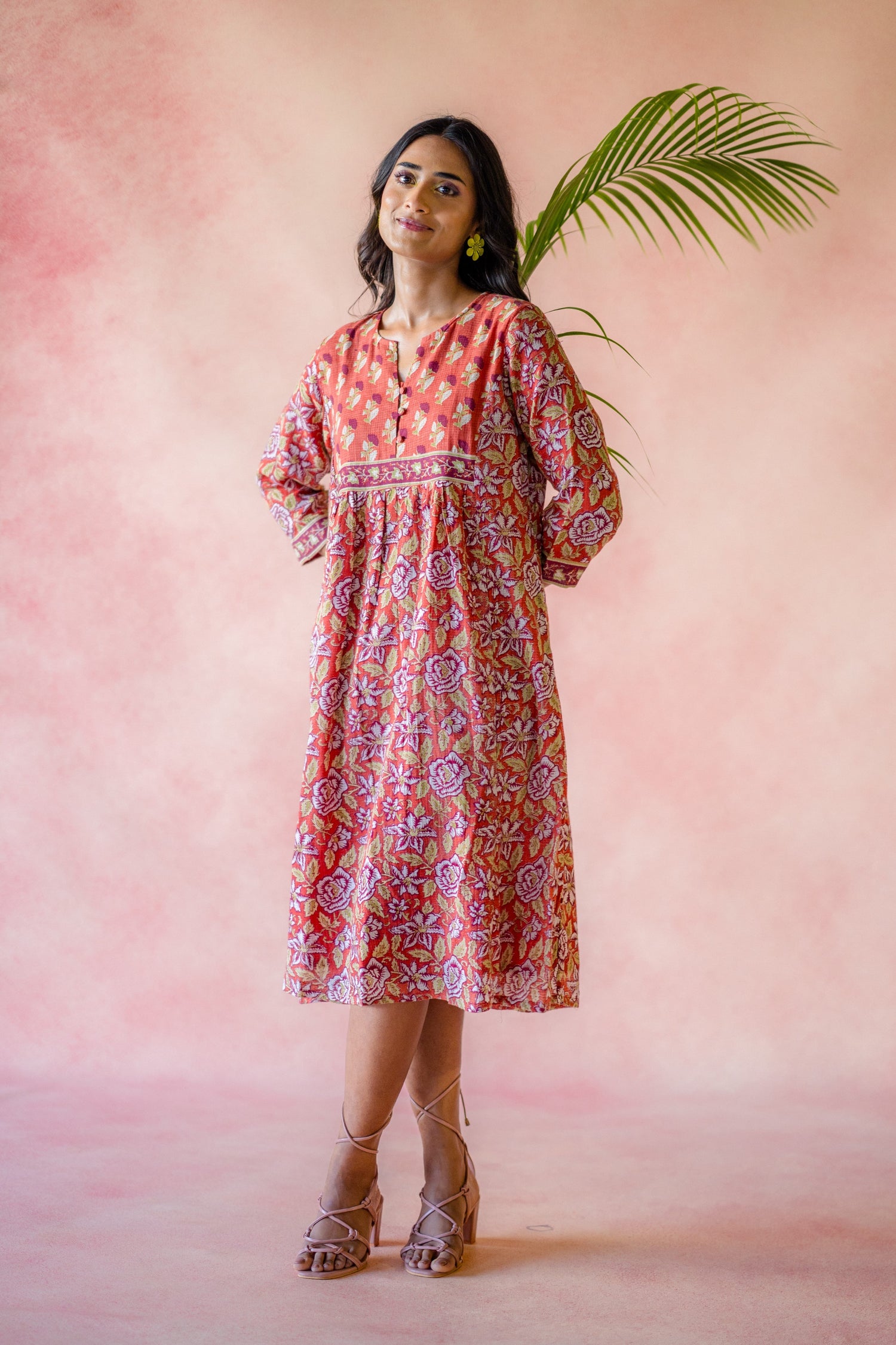 Indian Summer Rust Printed Kota Dress Indian Summer Rust Printed Kota Dress