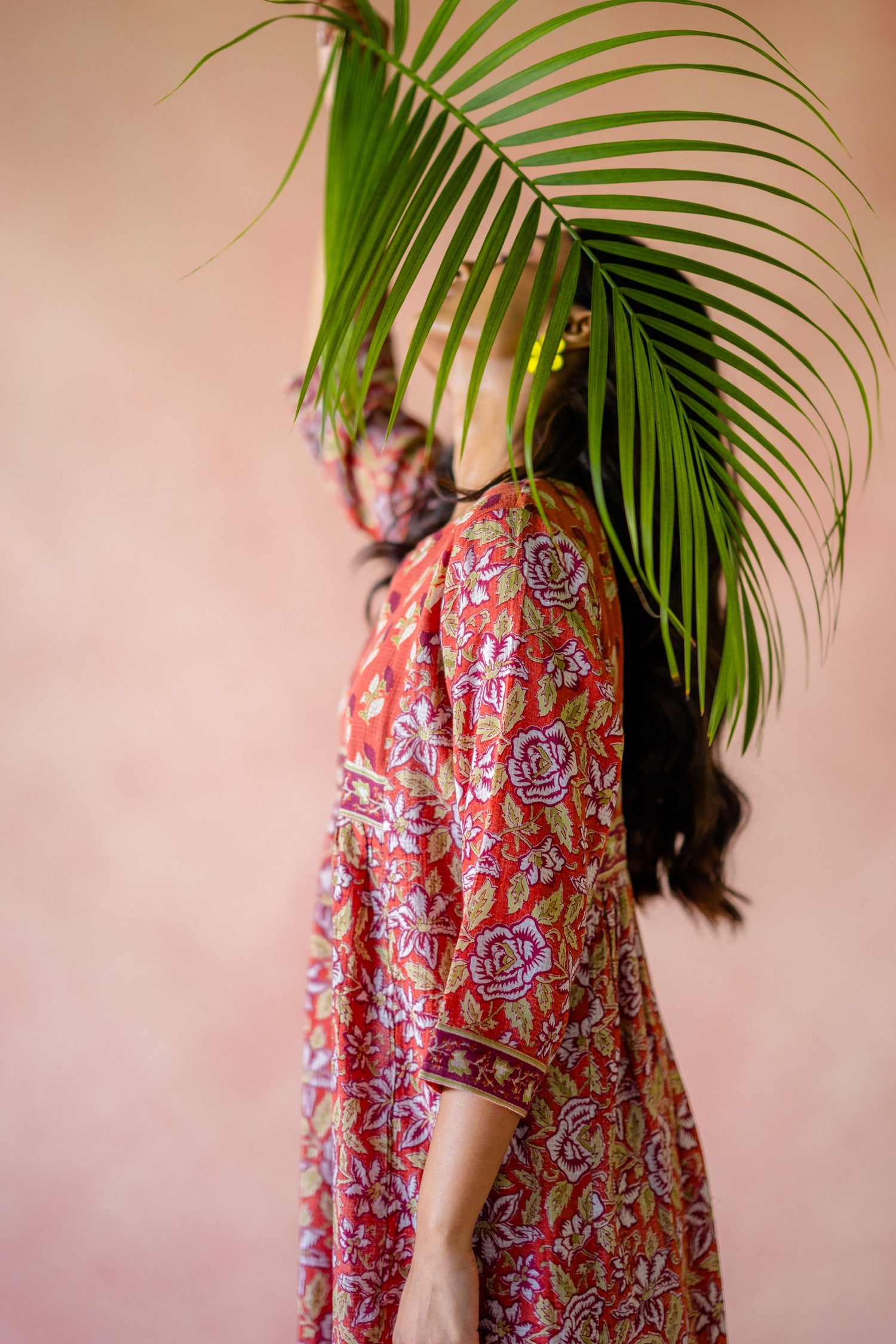Indian Summer Rust Printed Kota Dress | Ray-ethnic