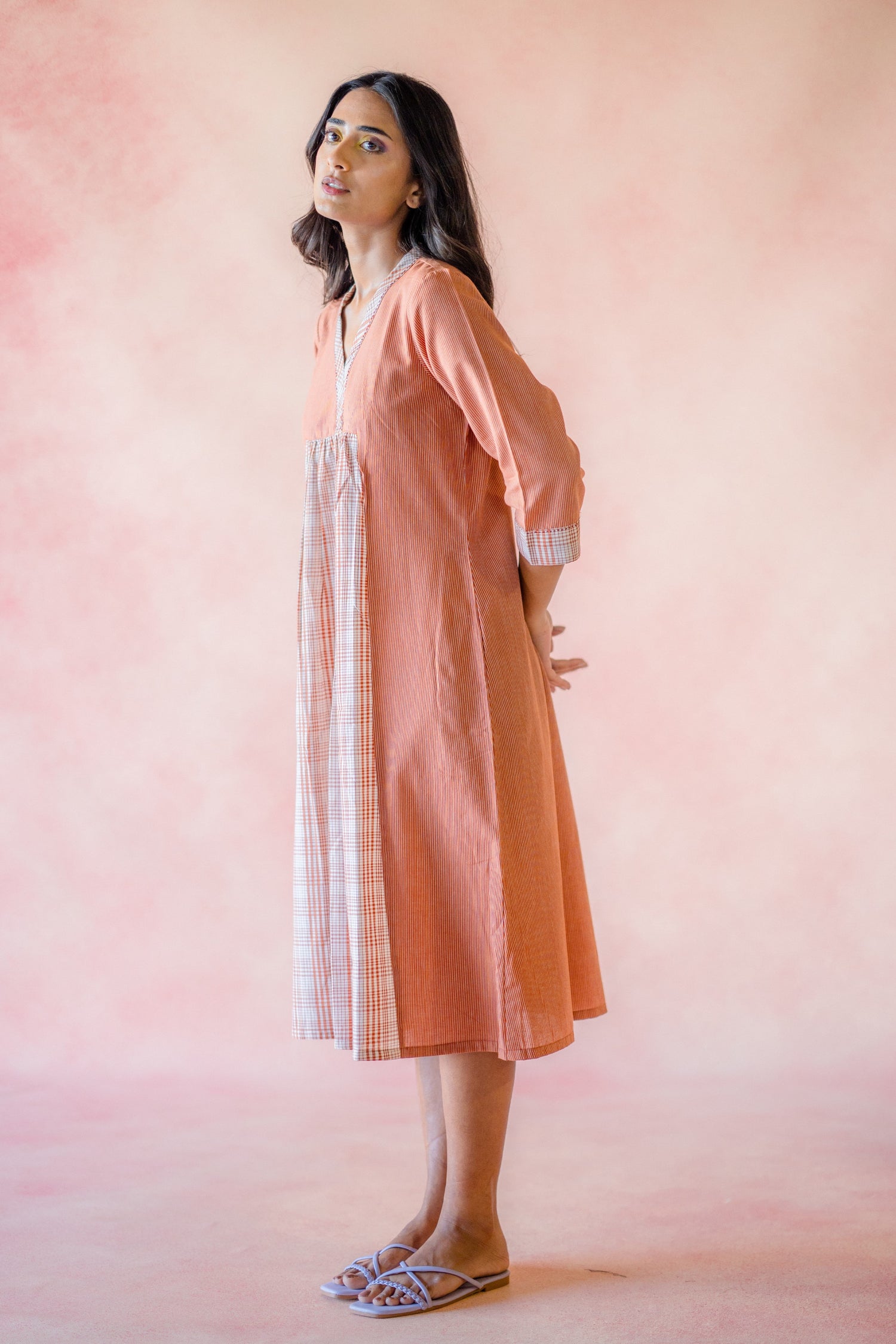 Indian Summer Rust Handloom Dress | Ray-ethnic
