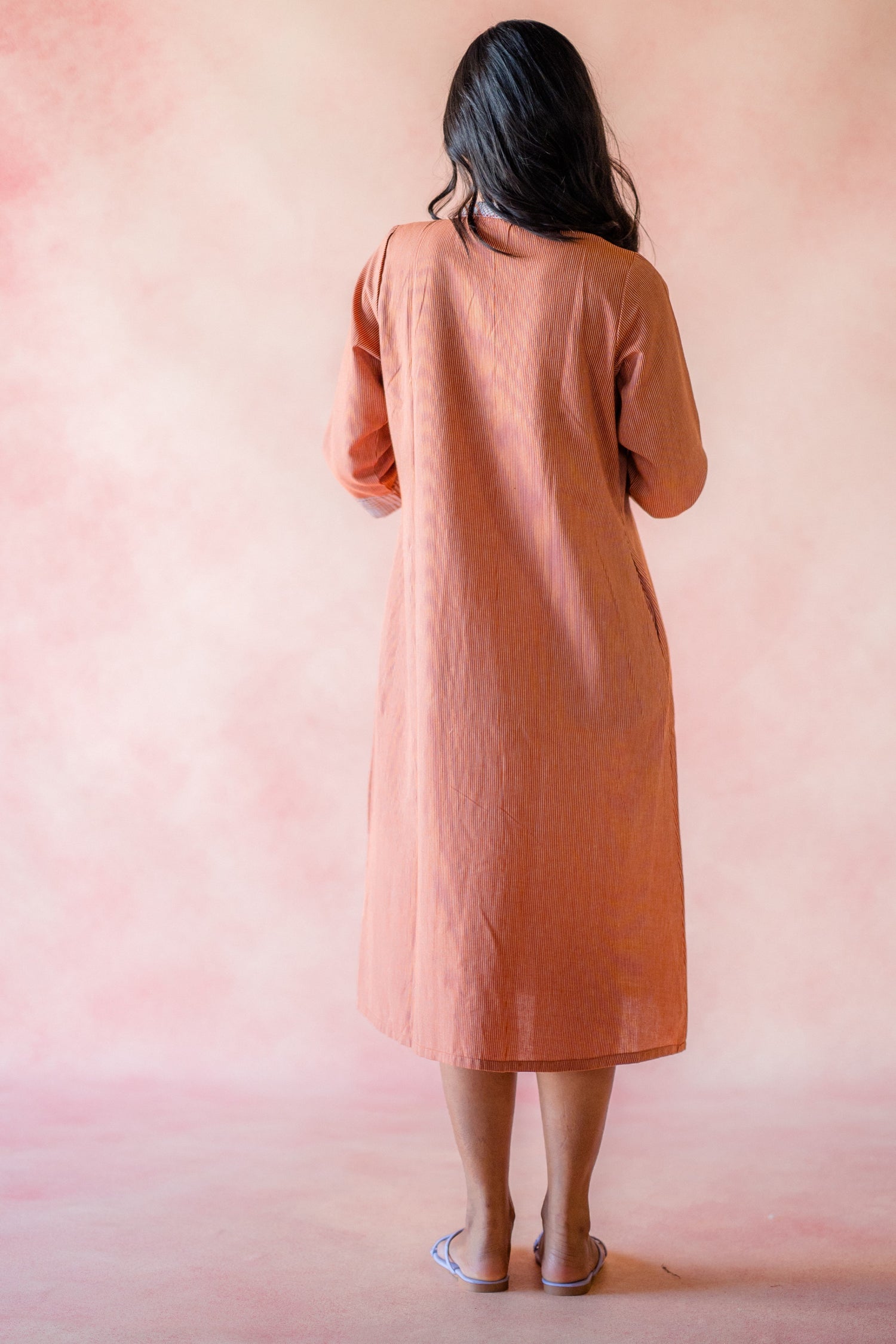 Indian Summer Rust Handloom Dress | Ray-ethnic