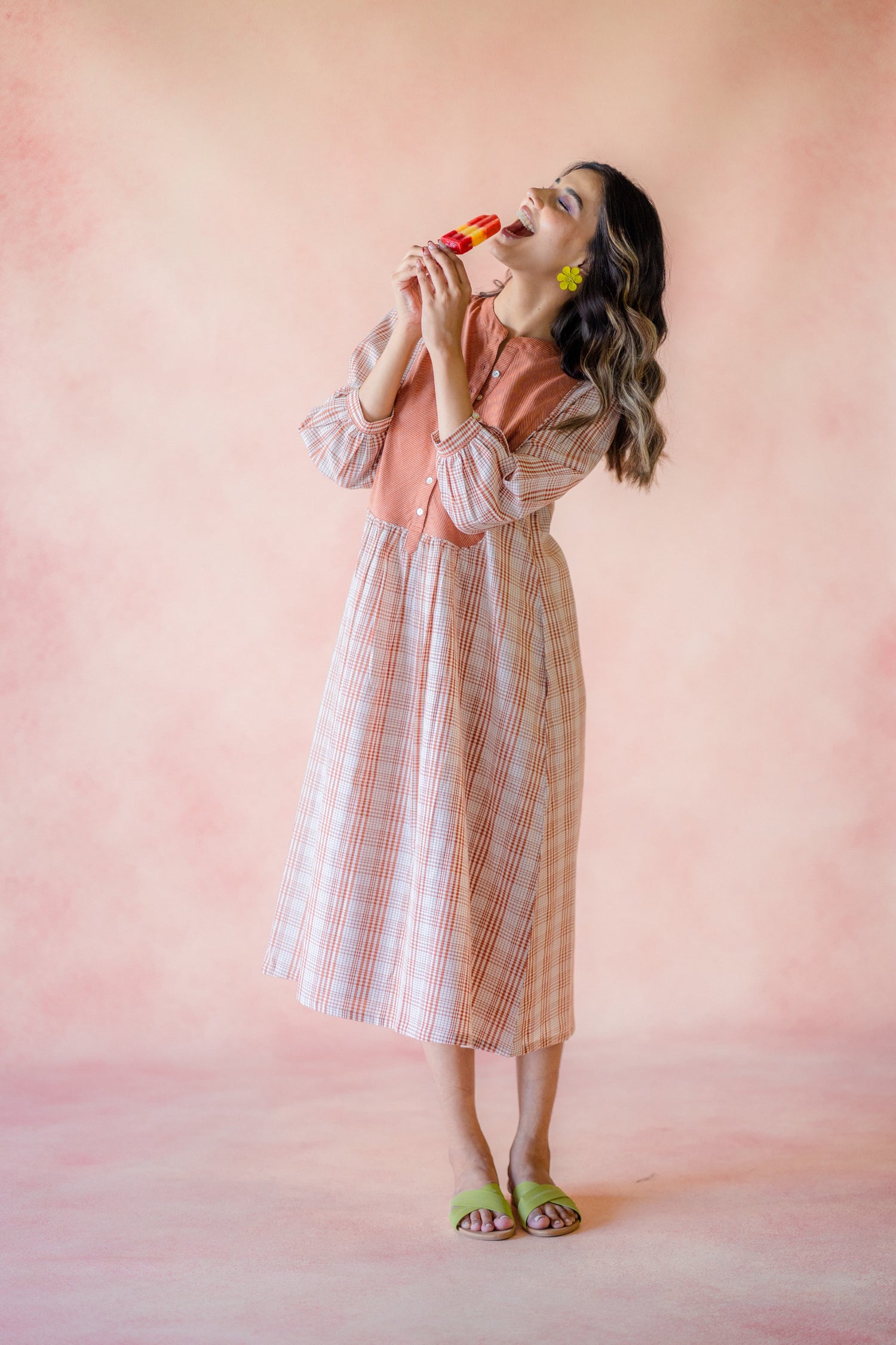 Indian Summer Rust Handloom Dress | Ray-ethnic