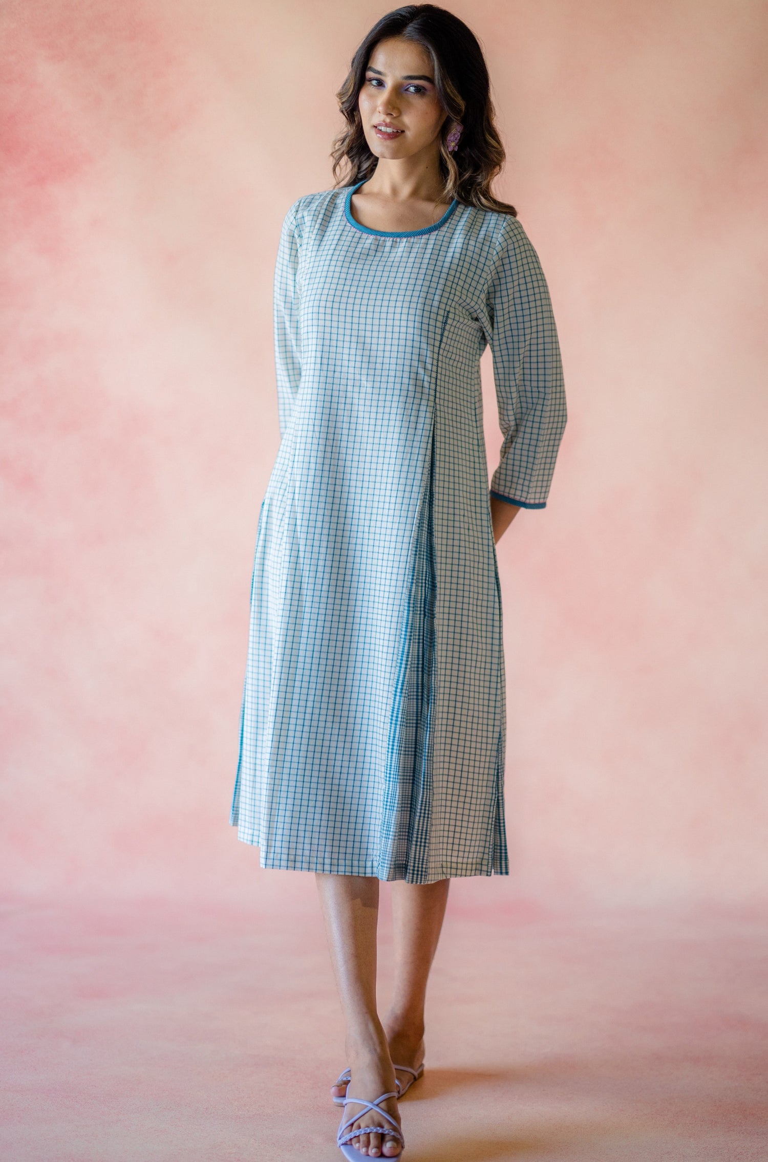 indian summer dress Indian Summer Blue Checks Handloom Dress