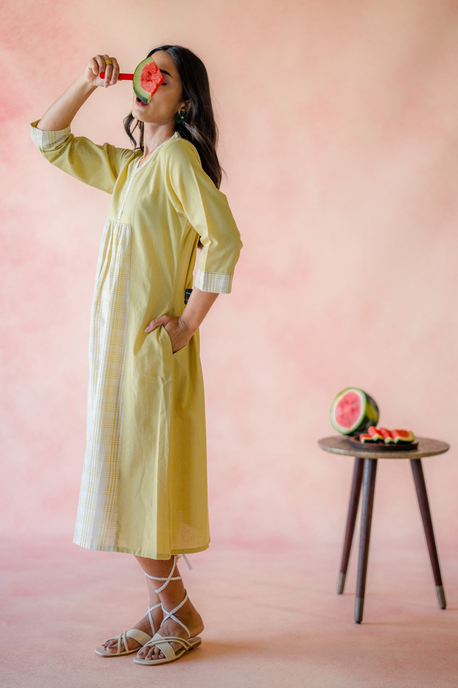 Indian Summer Green Handloom Dress | Ray-ethnic