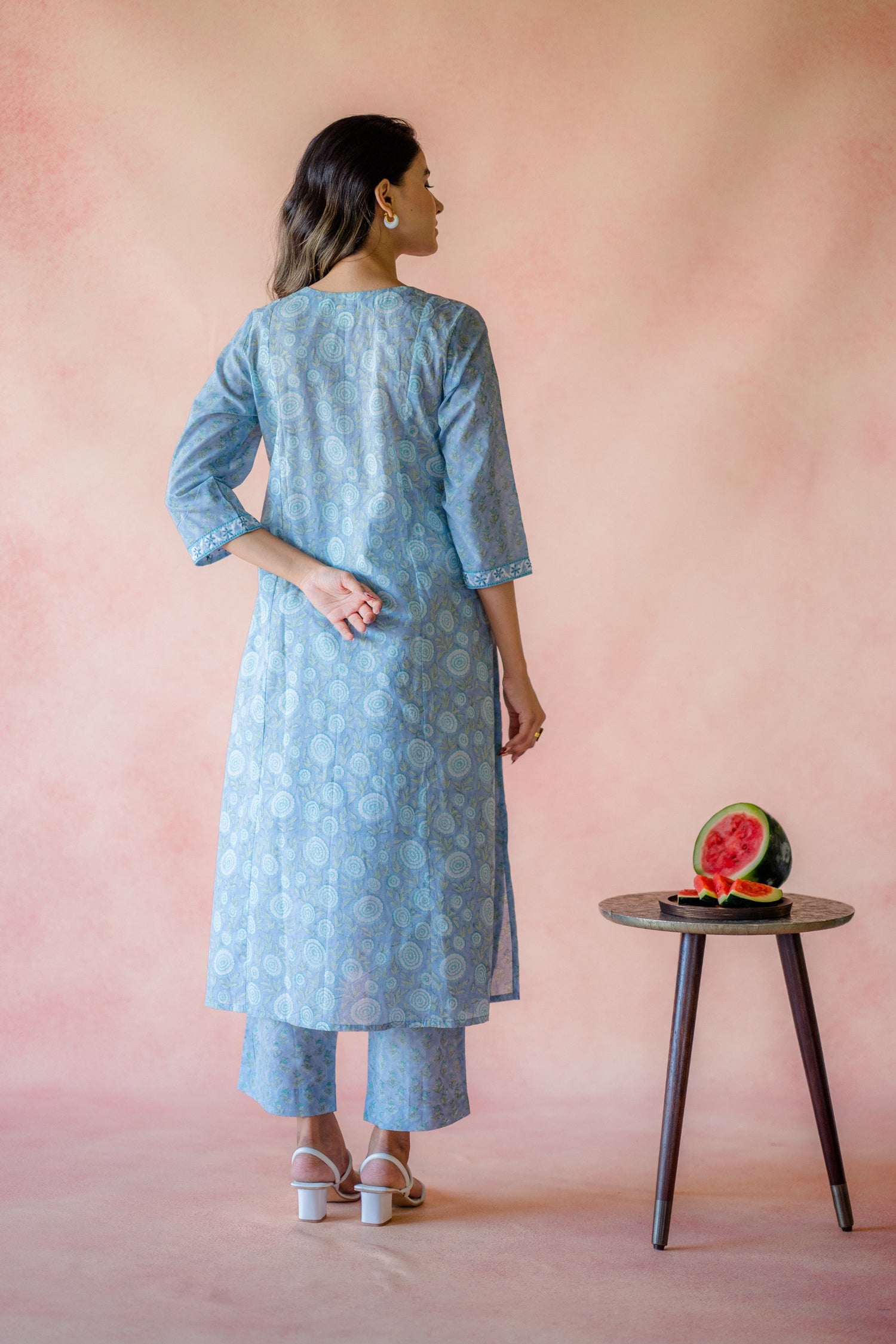 Indian Summer Blue Printed Cotton Set of 2 | Ray-ethnic