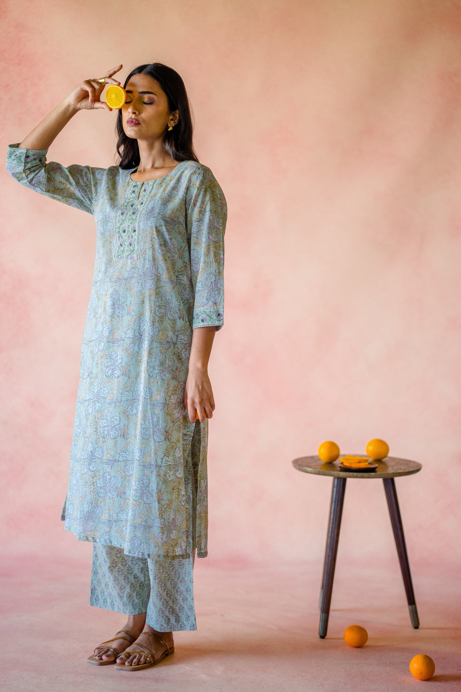 Indian Summer Green Printed Cotton Set of 2 | Ray-ethnic
