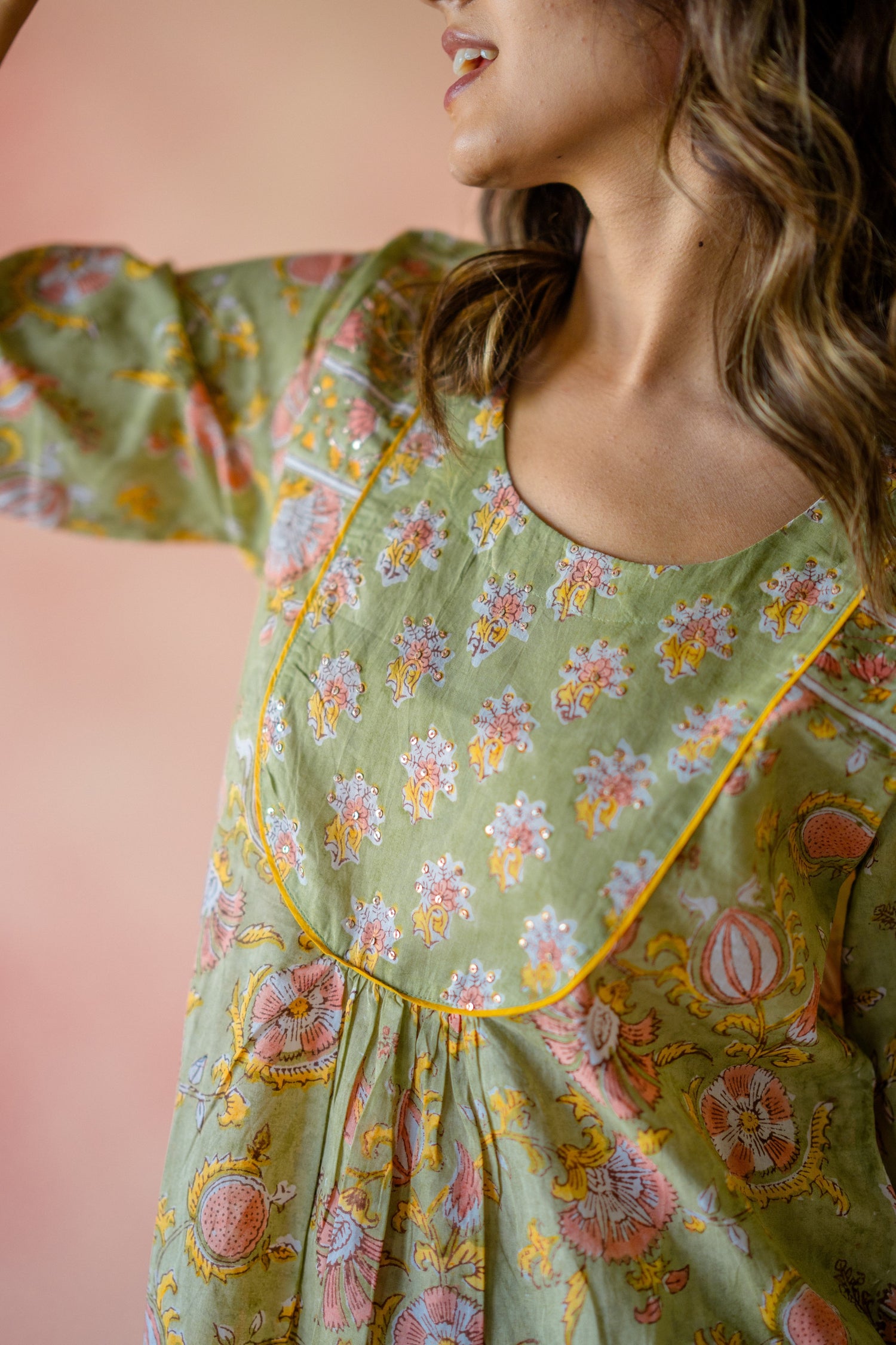 Indian Summer Green Printed Cotton Set of 2 | Ray-ethnic