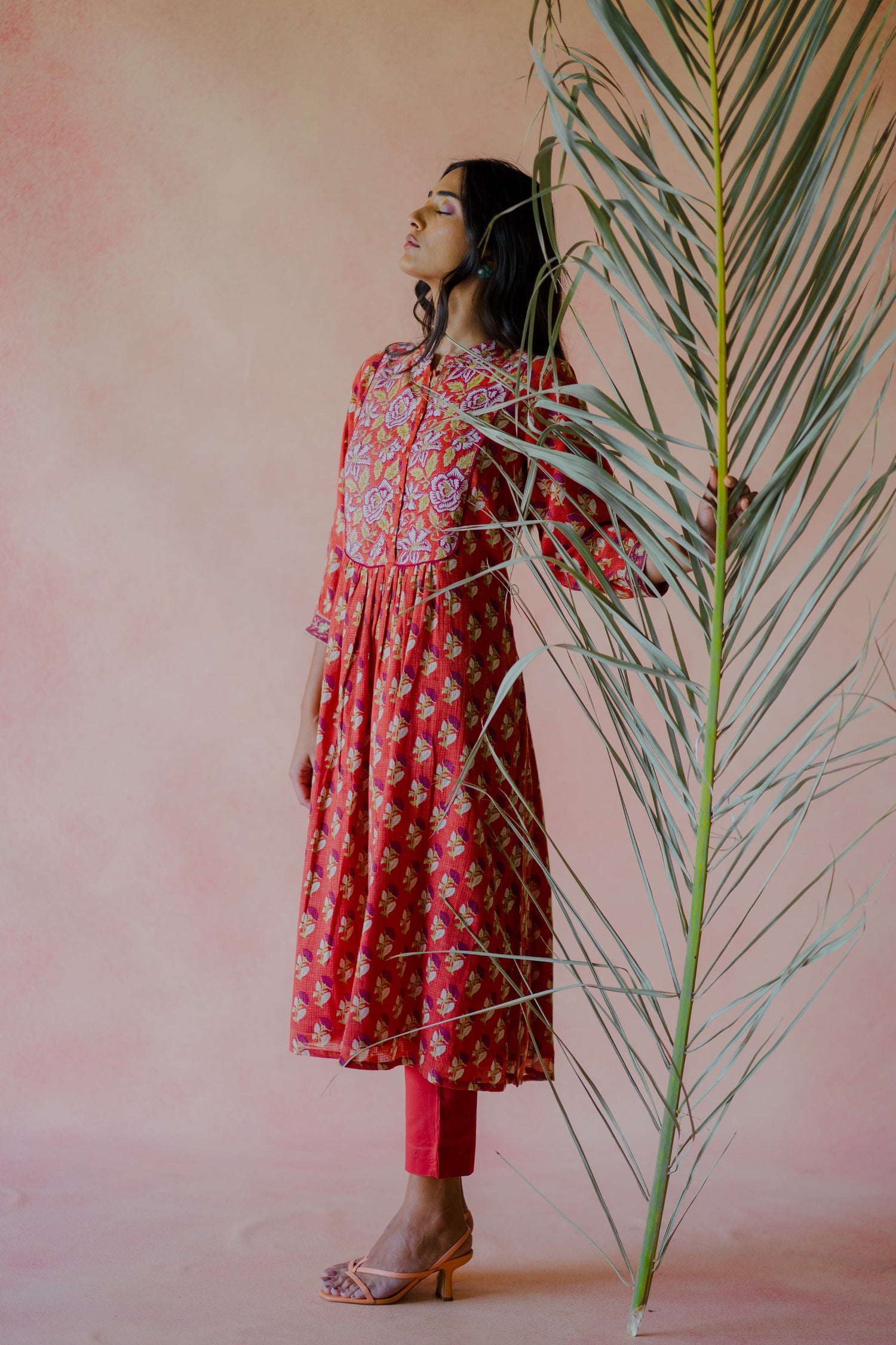 Indian Summer Rust Kota Kurta | Ray-ethnic