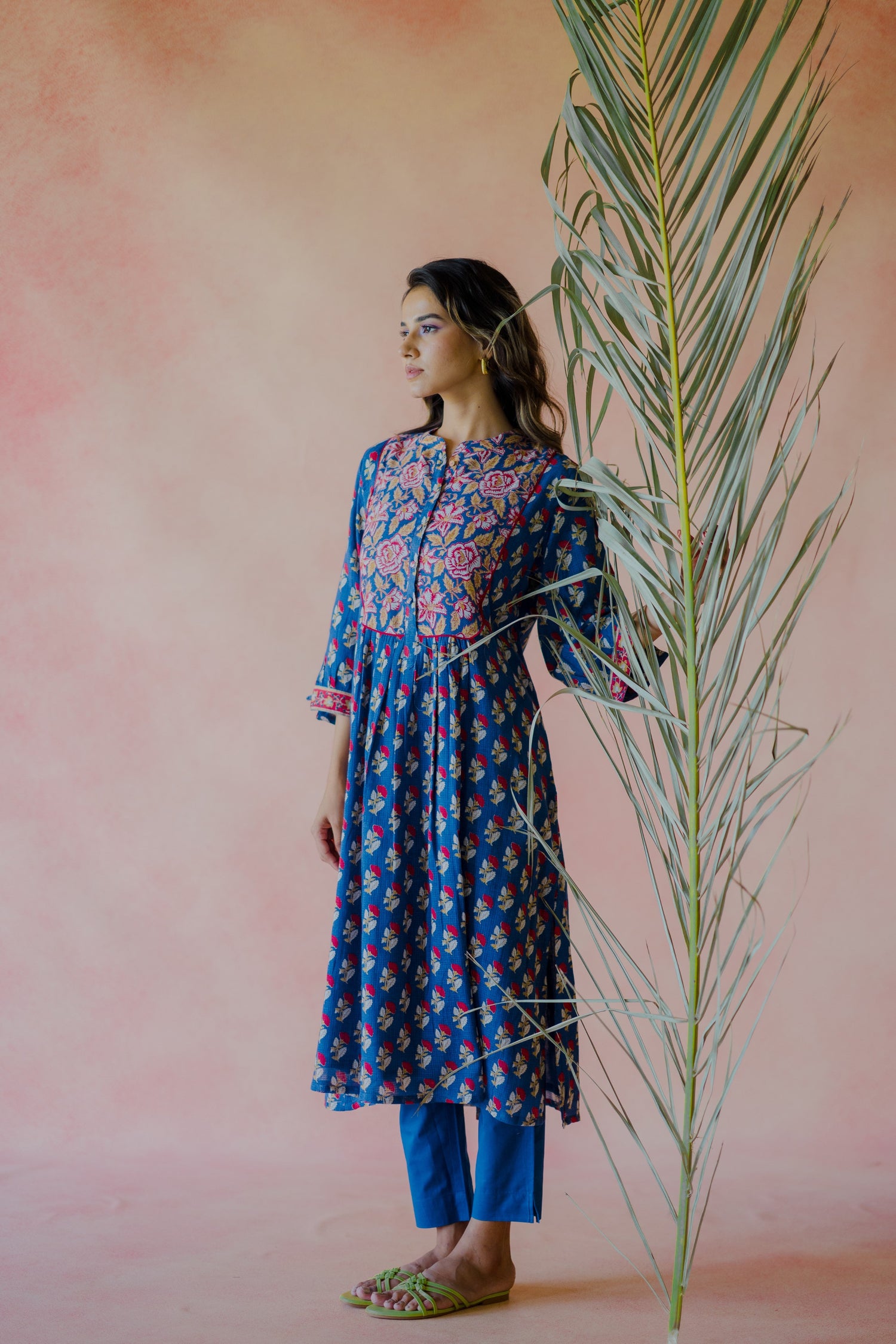 Indian Summer Blue Kota Kurta | Ray-ethnic