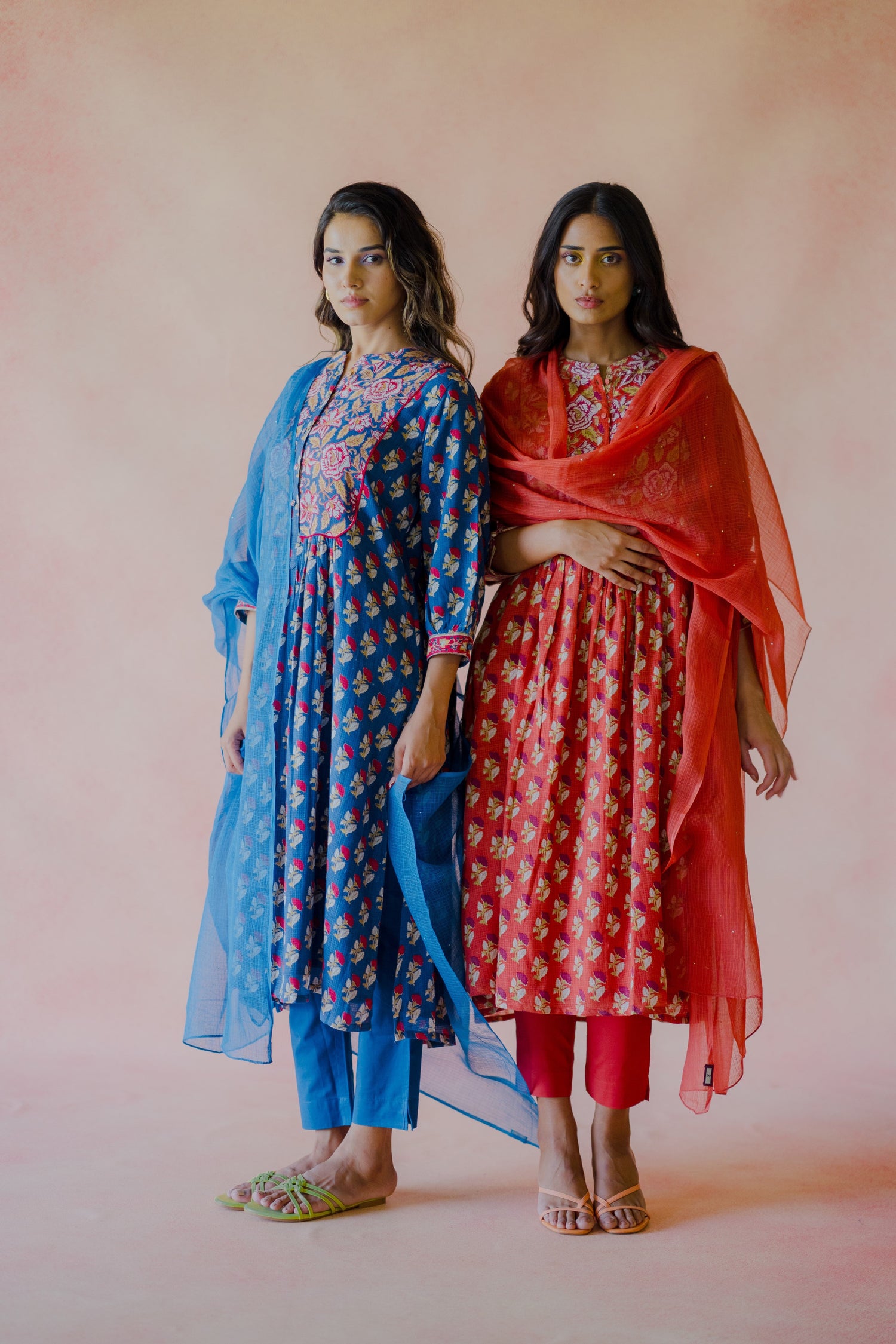 Indian Summer Rust Kota Kurta | Ray-ethnic