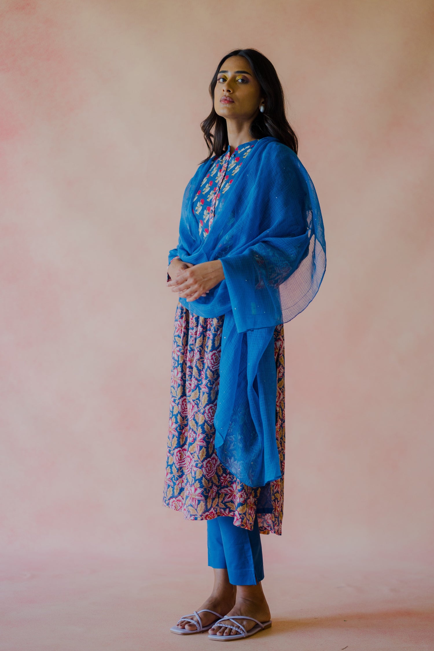 Indian Summer Blue Kota Kurta | Ray-ethnic
