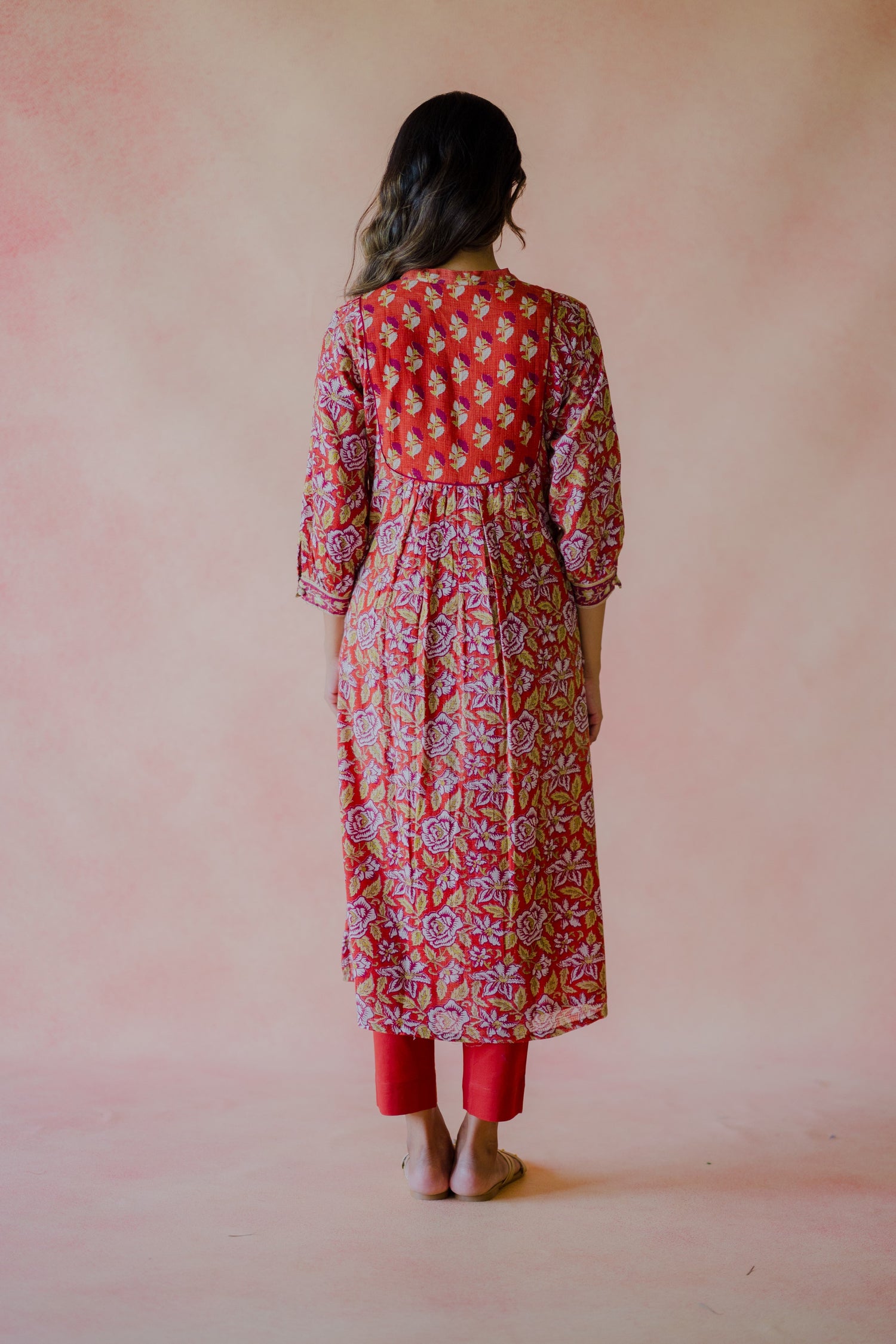 Indian Summer Rust Kota Kurta | Ray-ethnic
