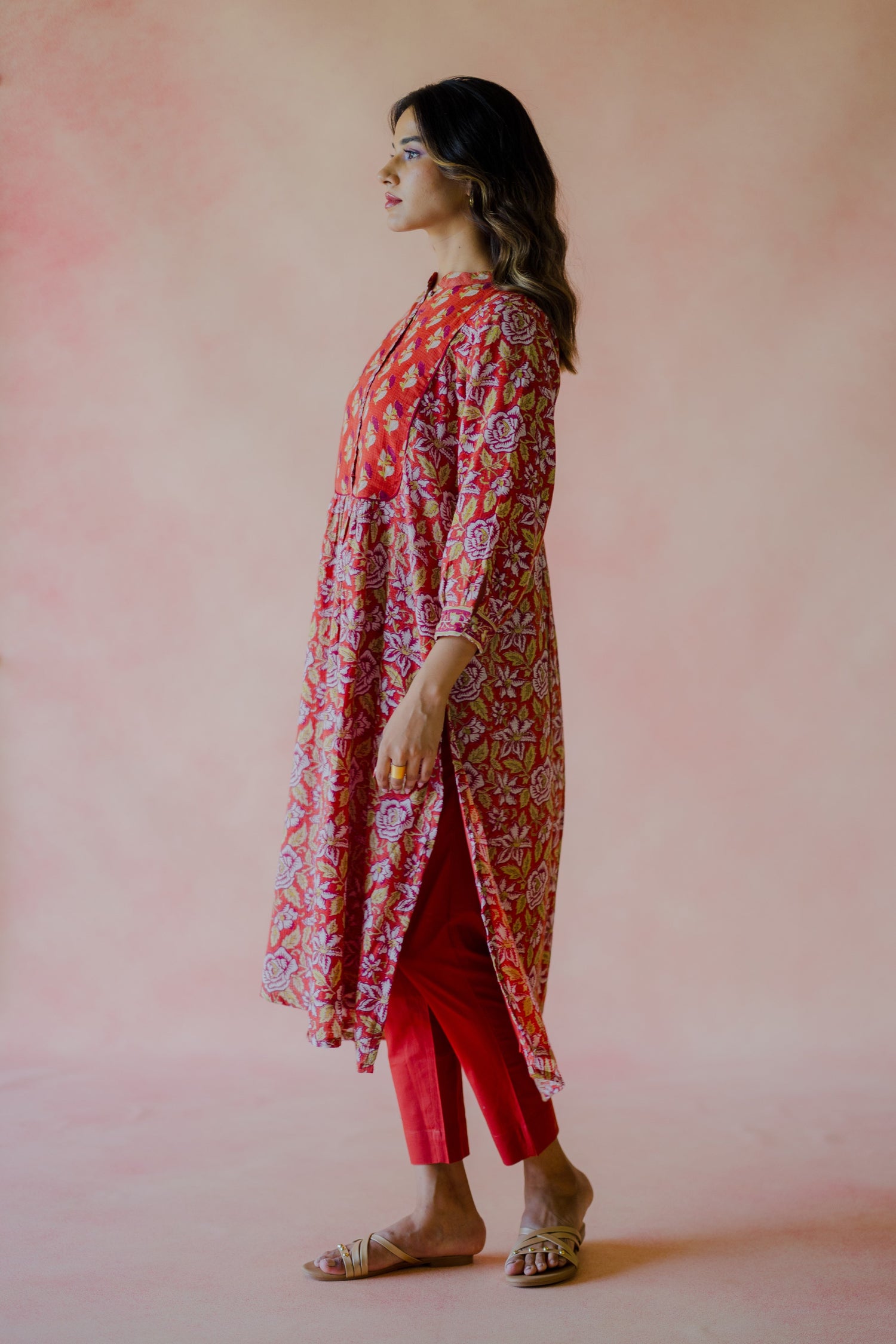 Indian Summer Rust Kota Kurta | Ray-ethnic