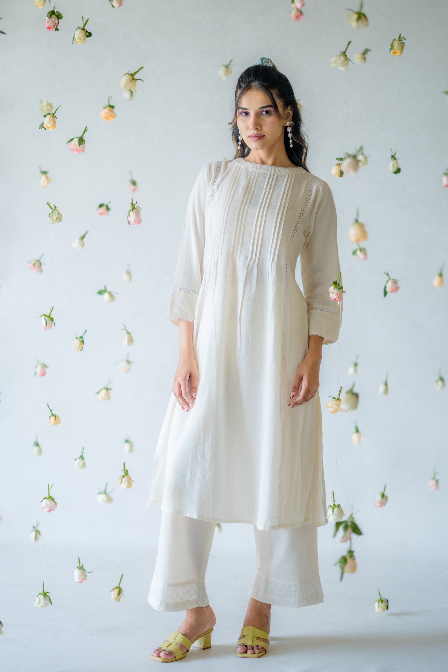 Indian Summer Eggshell White Cotton Kurta | Ray-ethnic