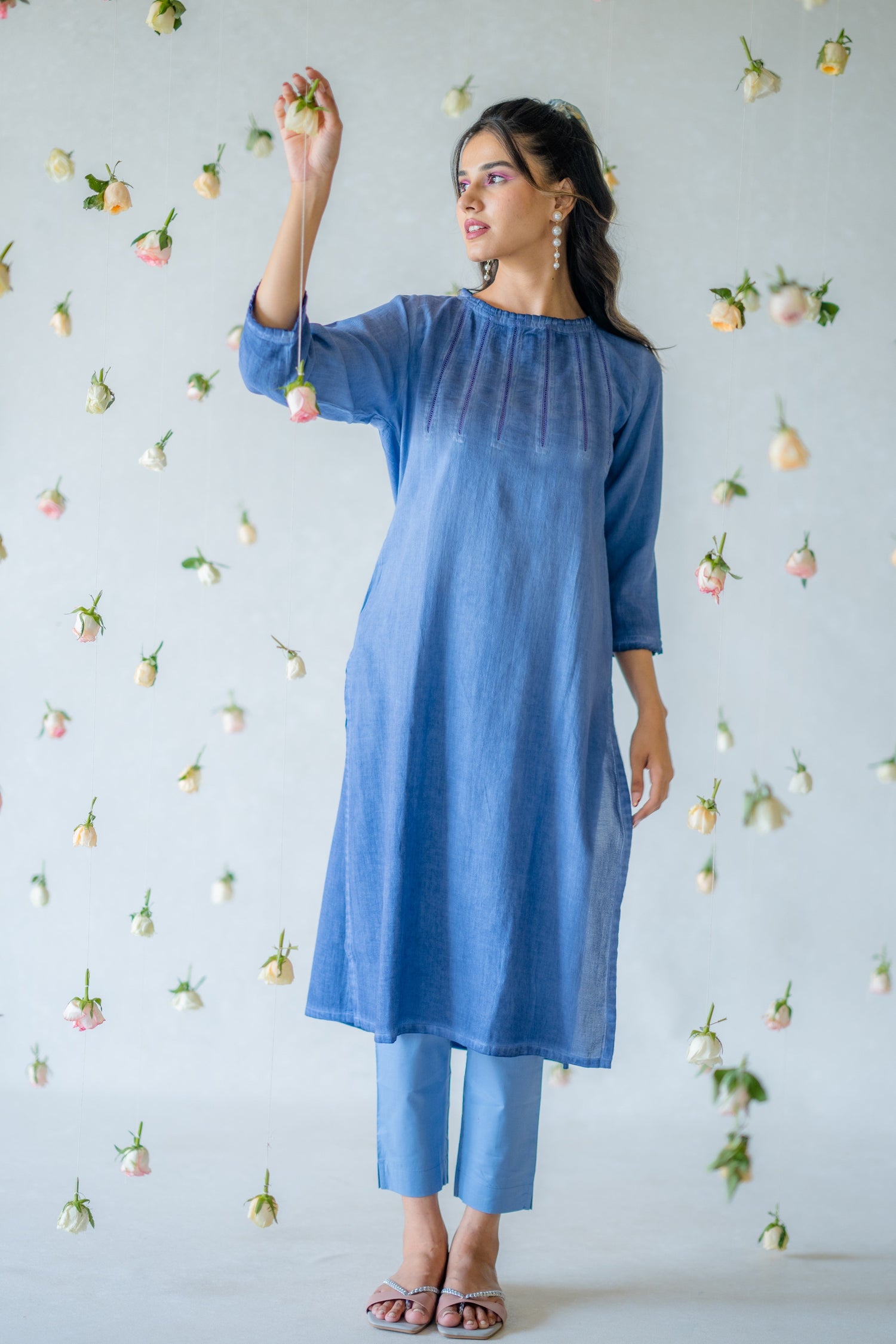 Indian Summer Blue Overdyed Cotton Kurta | Ray-ethnic