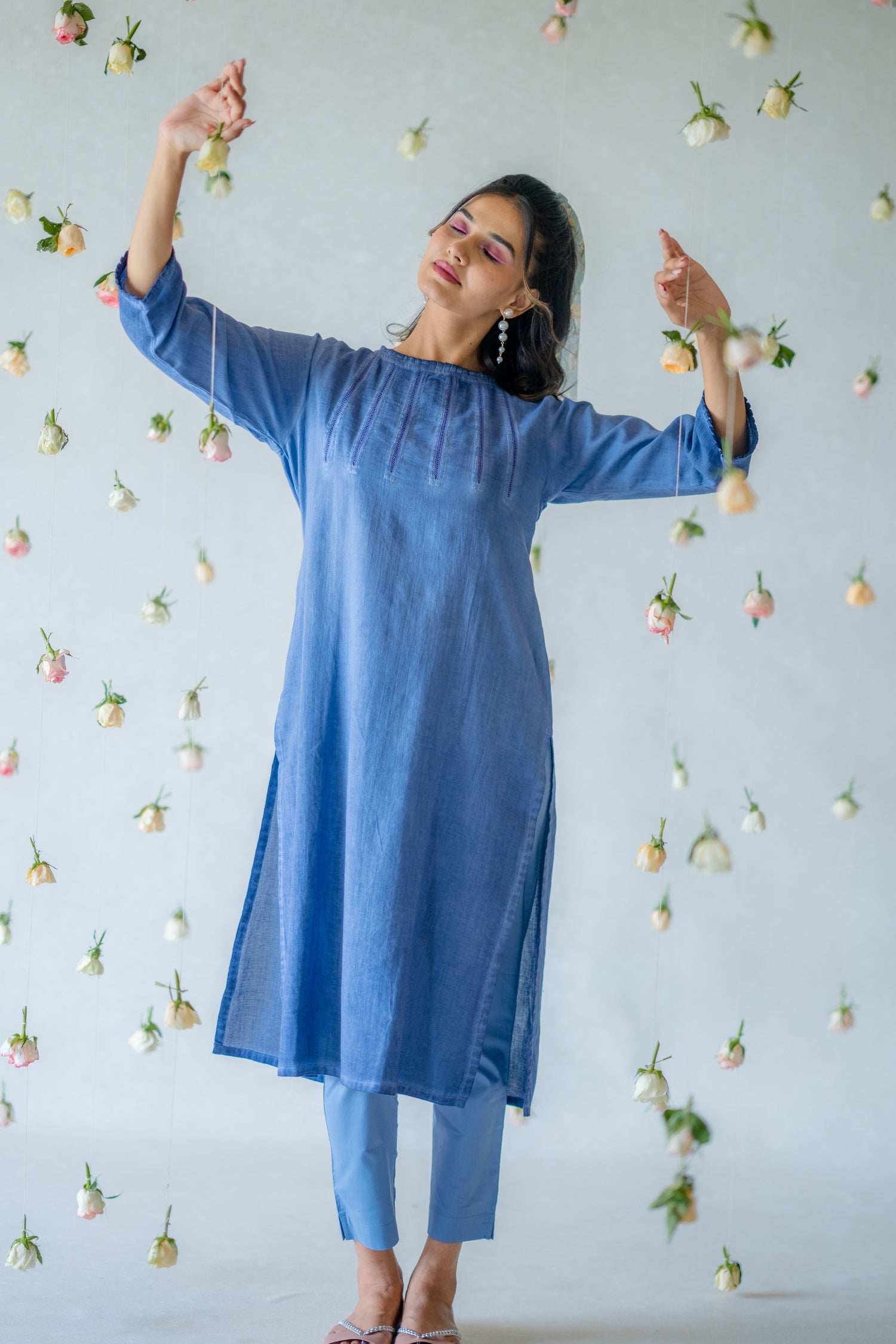 Indian Summer Blue Overdyed Cotton Kurta | Ray-ethnic