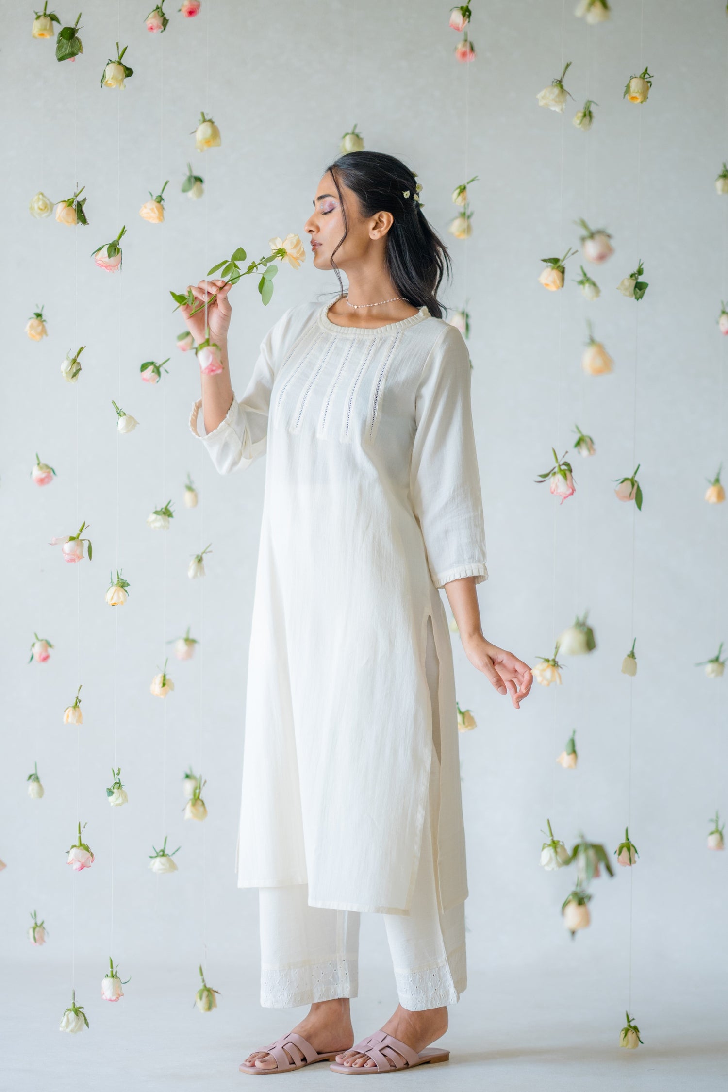 Indian Summer Eggshell White Cotton Kurta | Ray-ethnic