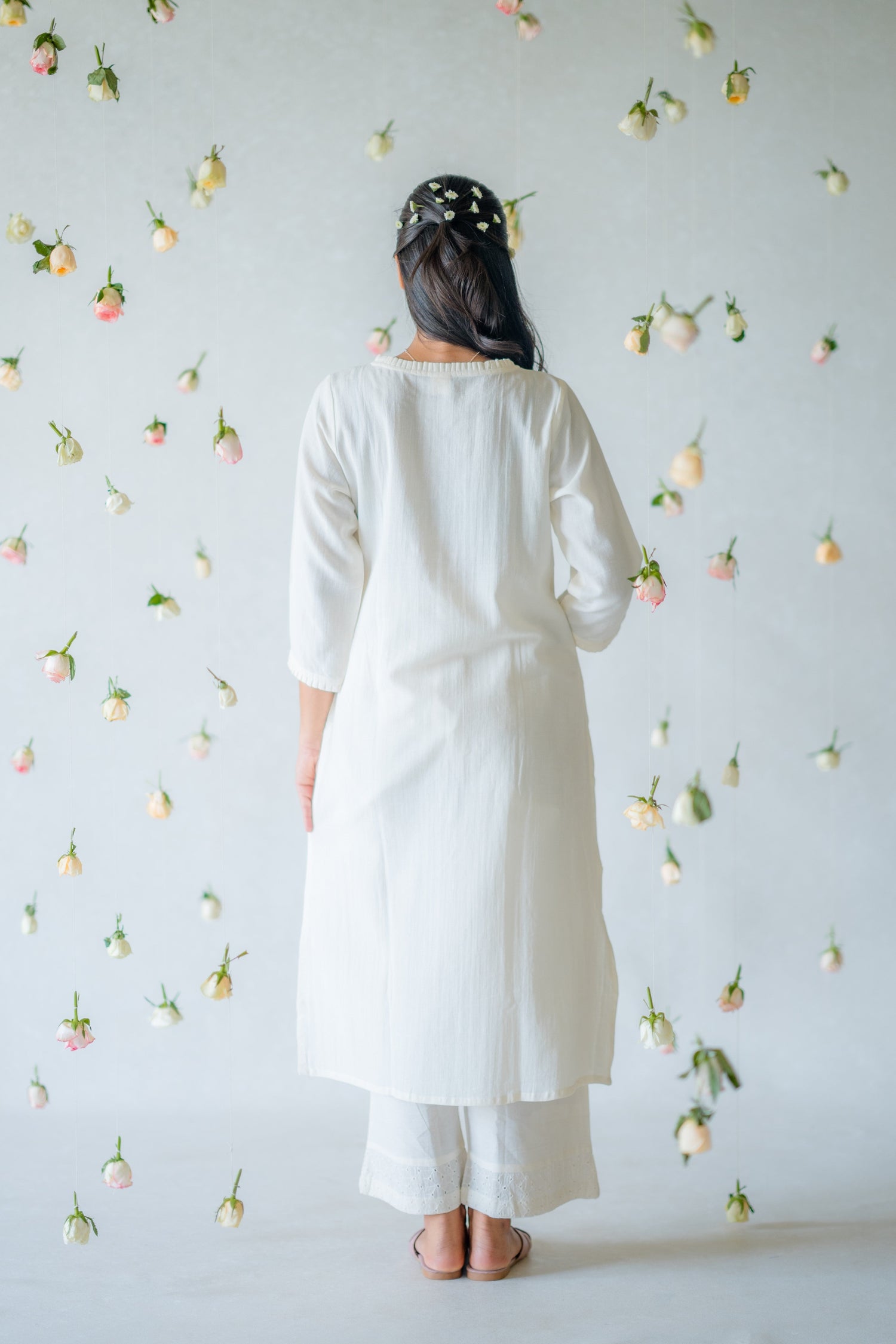 Indian Summer Eggshell White Cotton Kurta | Ray-ethnic