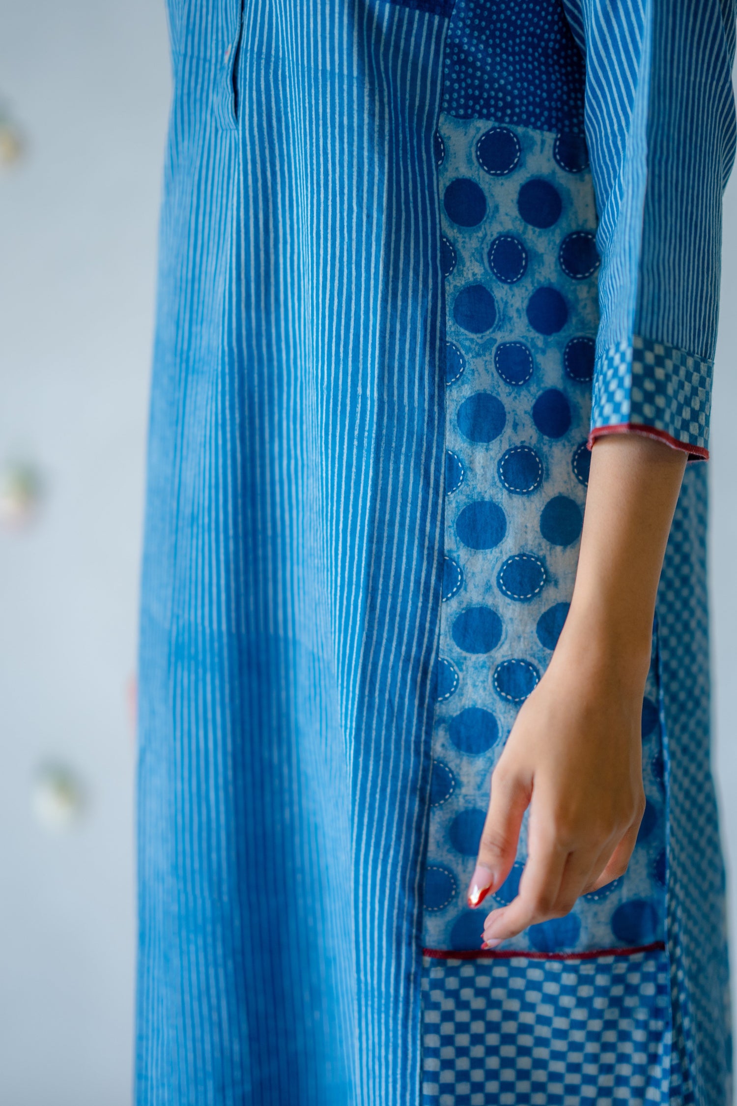 Indian Summer Indigo Dabu Cotton Kurta | Ray-ethnic