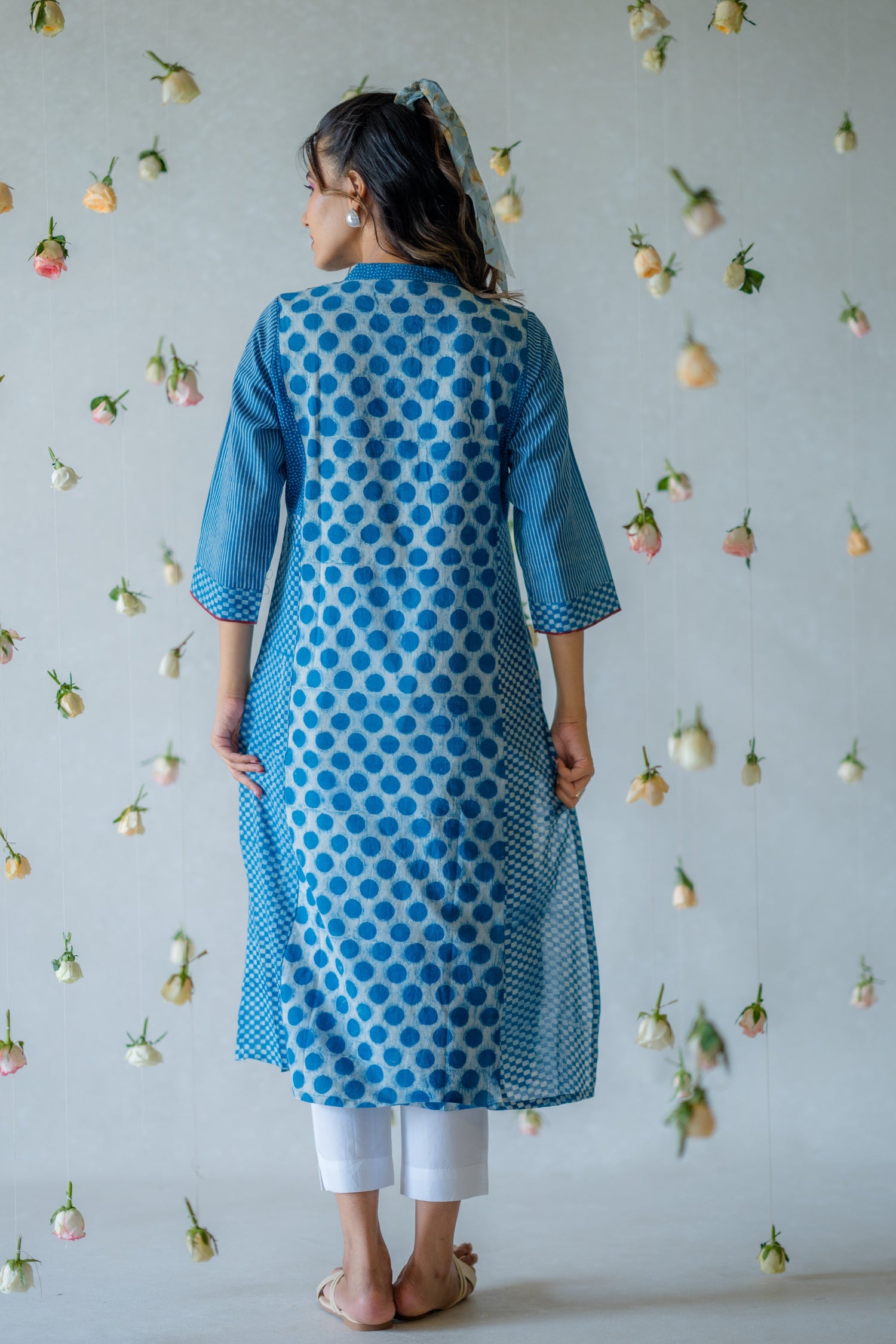 Indian Summer Indigo Dabu Cotton Kurta | Ray-ethnic