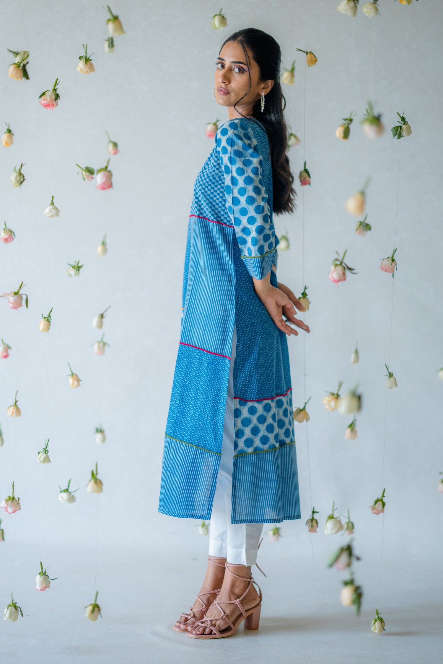 Indian Summer Indigo Dabu Cotton Kurta | Ray-ethnic