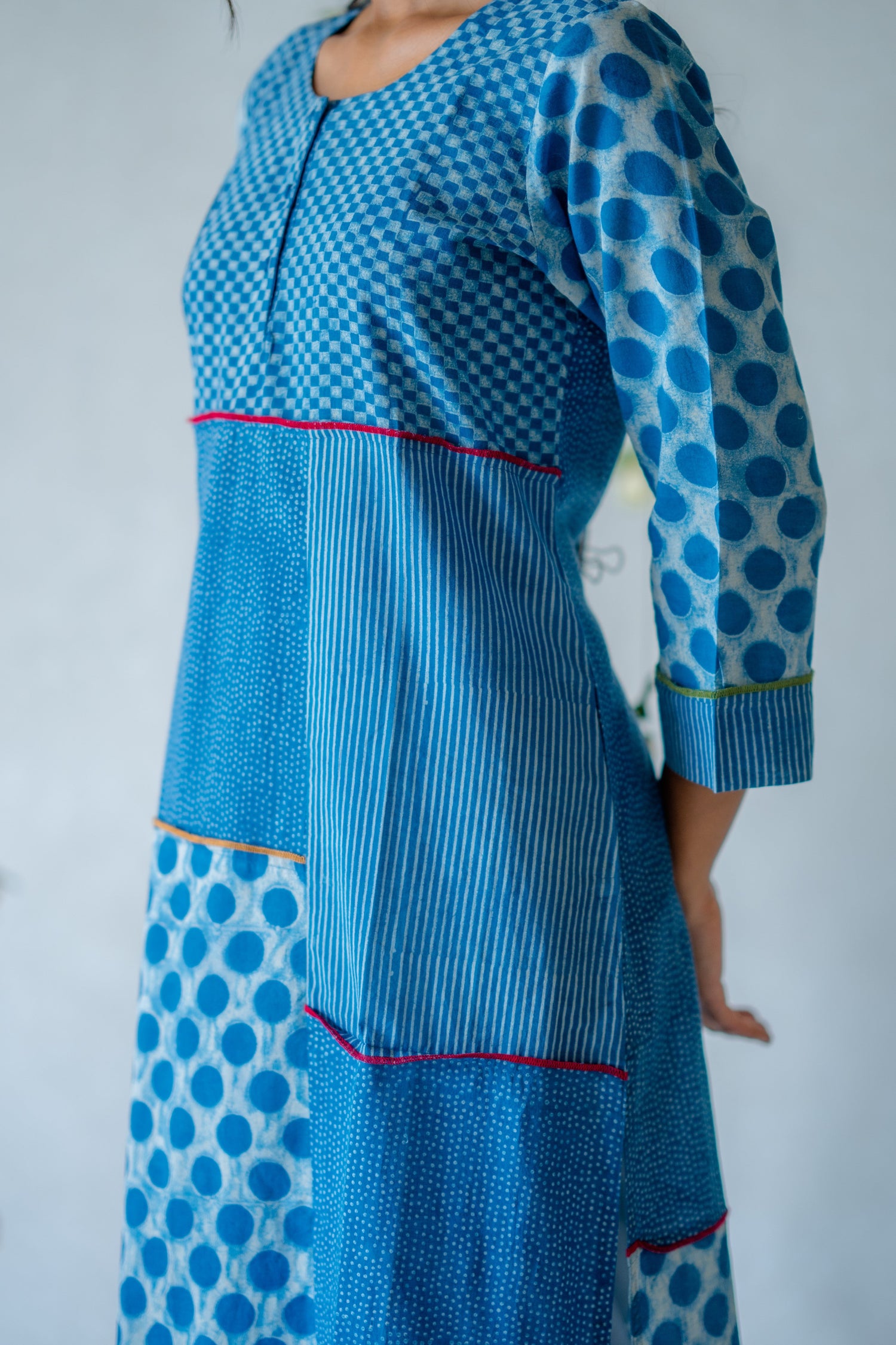 Indian Summer Indigo Dabu Cotton Kurta | Ray-ethnic