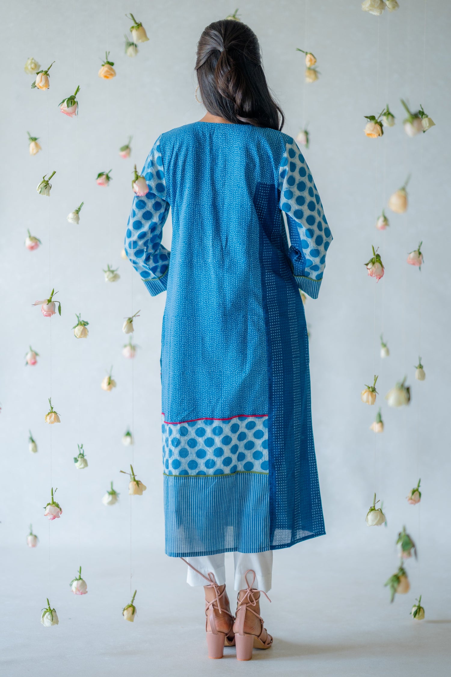 Indian Summer Indigo Dabu Cotton Kurta | Ray-ethnic