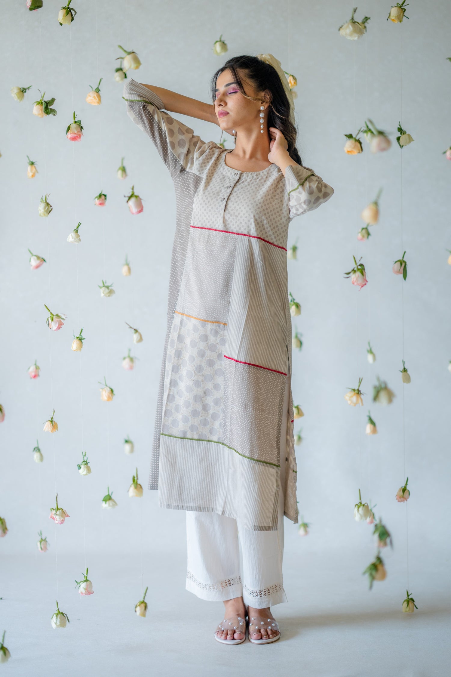 Indian Summer Grey Dabu Cotton Kurta | Ray-ethnic