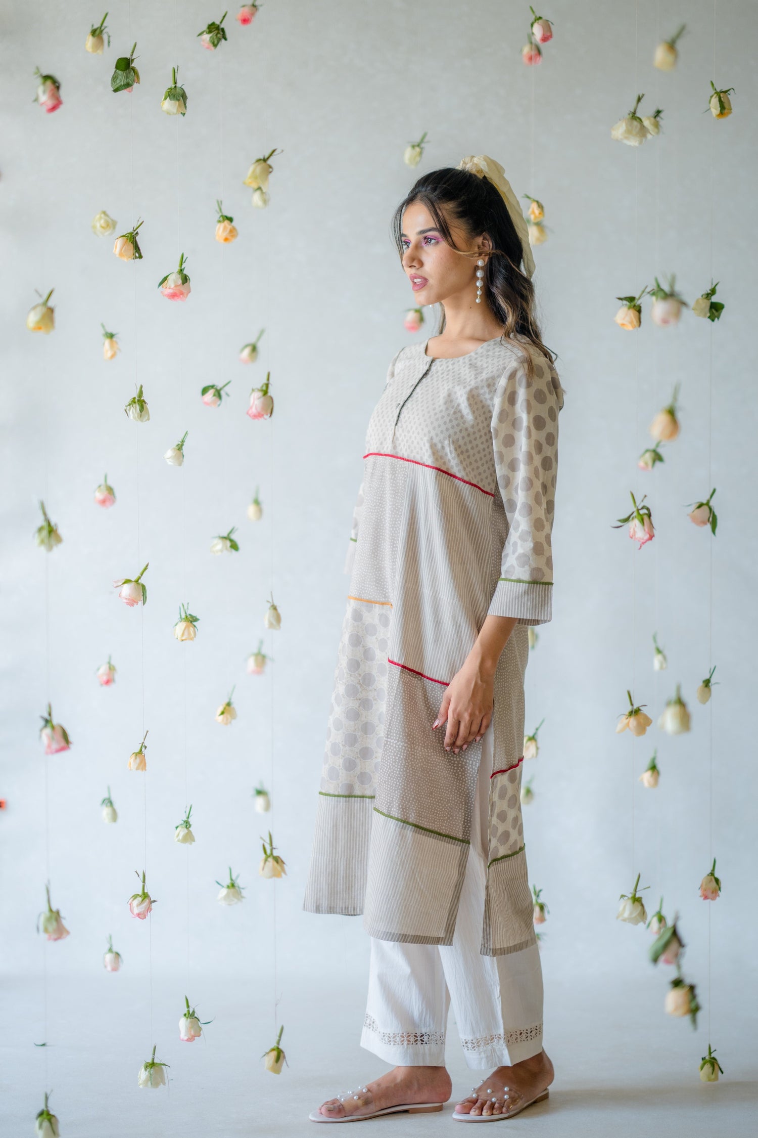 Indian Summer Grey Dabu Cotton Kurta | Ray-ethnic
