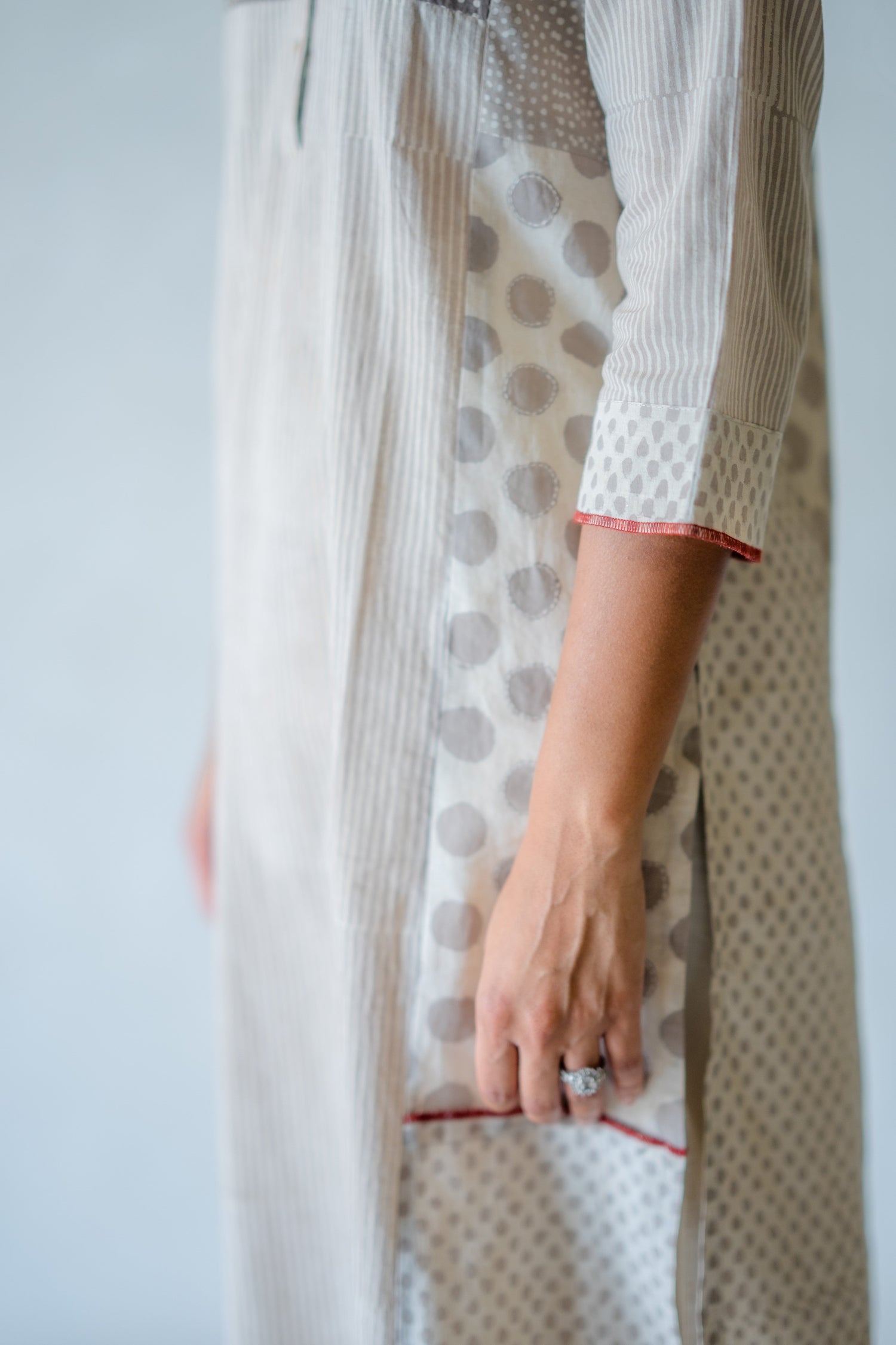 Indian Summer Grey Dabu Cotton Kurta | Ray-ethnic