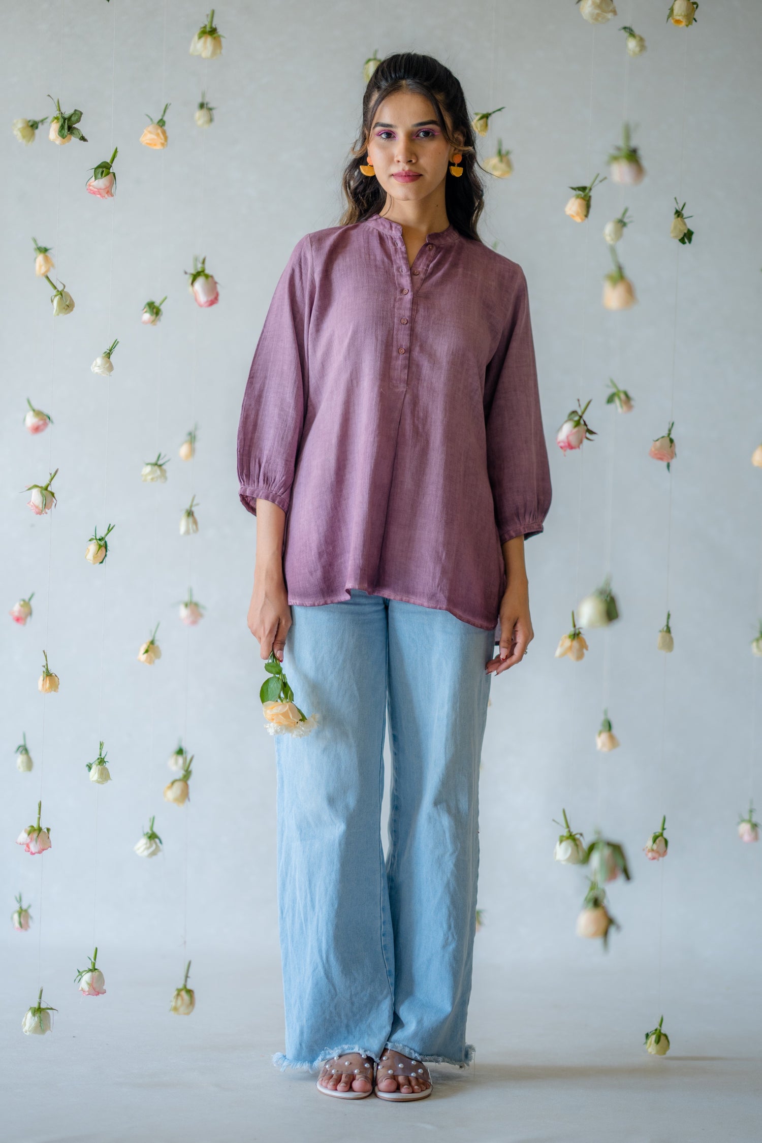 Indian Summer Lavender Cotton Top | Ray-ethnic