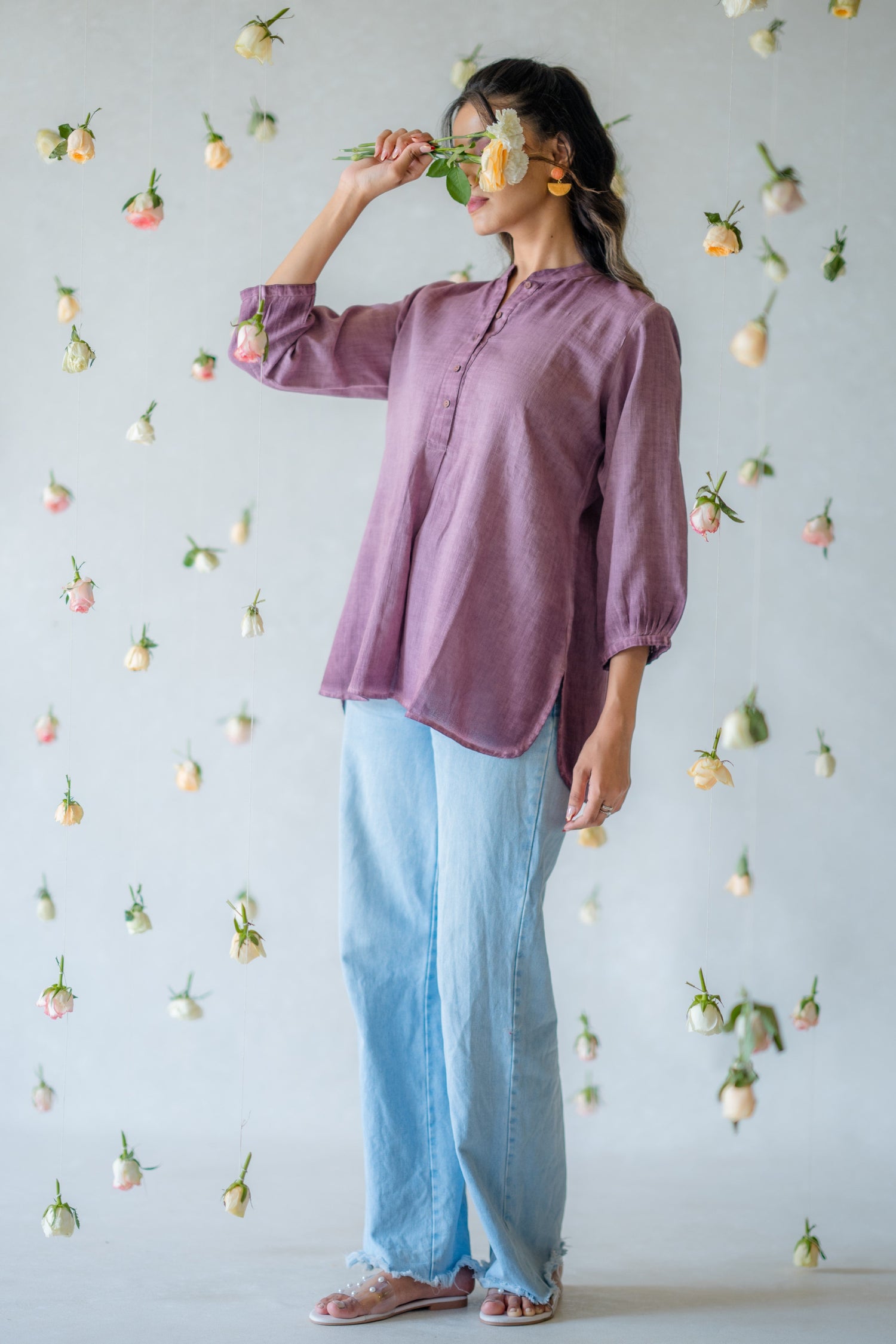 Indian Summer Lavender Cotton Top | Ray-ethnic