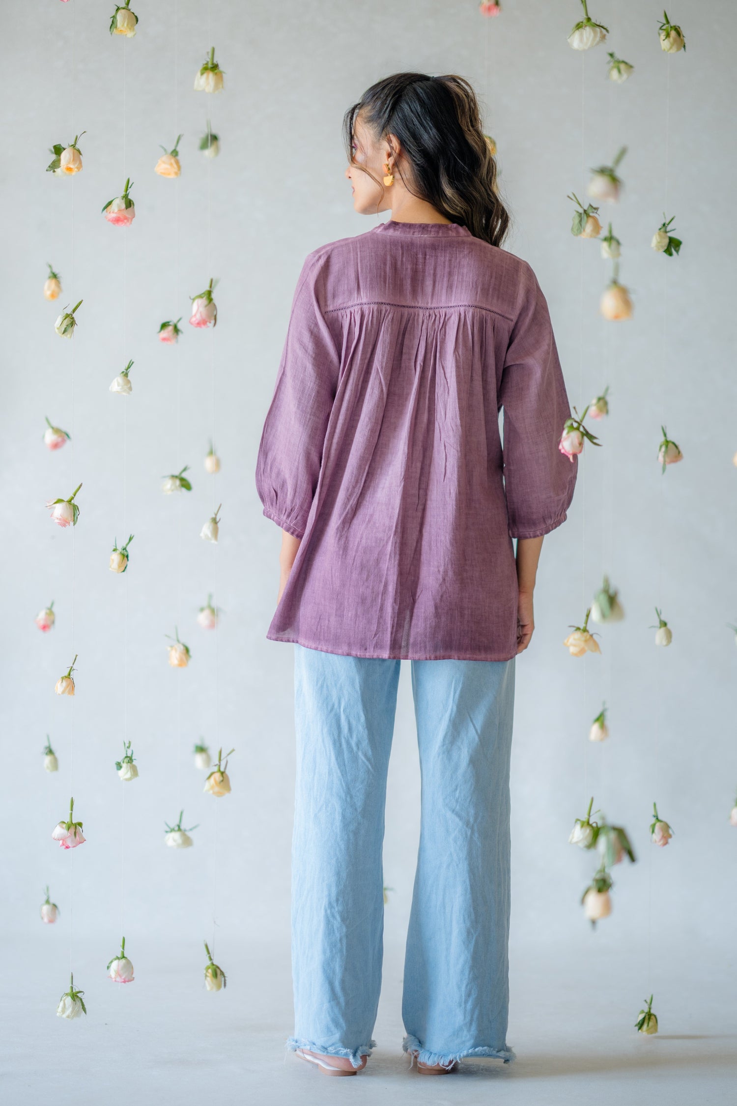 Indian Summer Lavender Cotton Top | Ray-ethnic