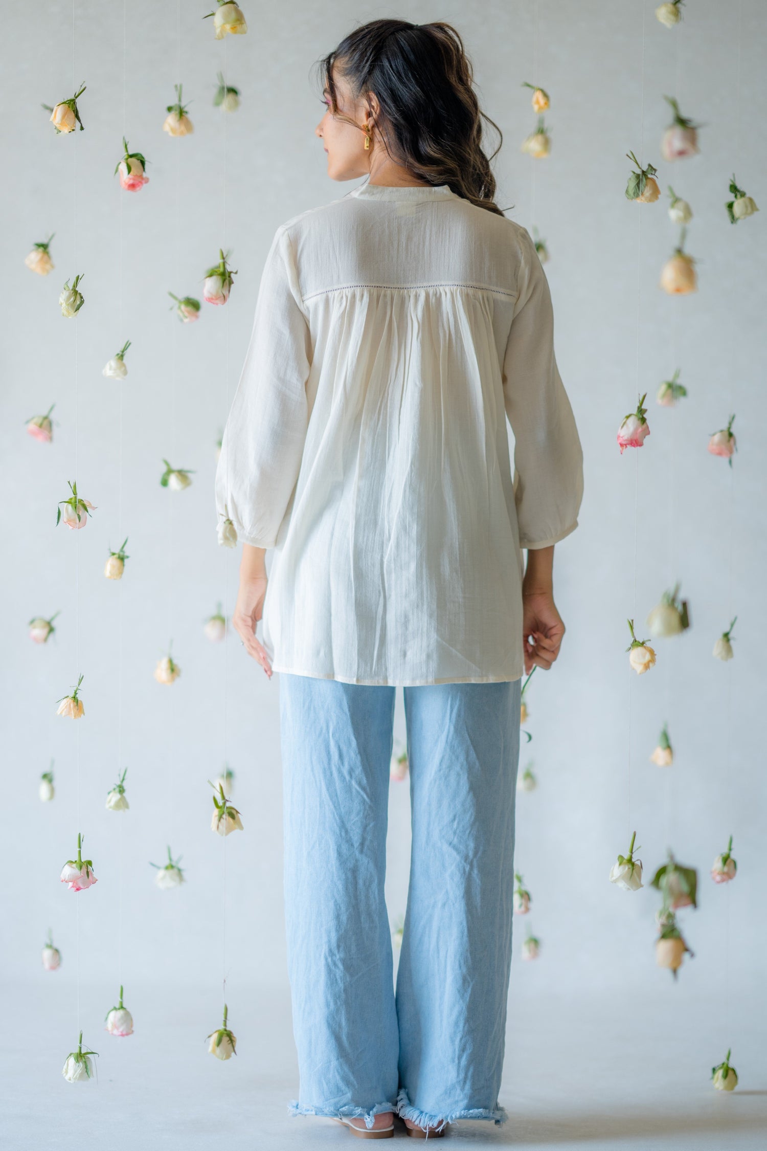 Indian Summer Off White Cotton Top |  Ray-ethnic