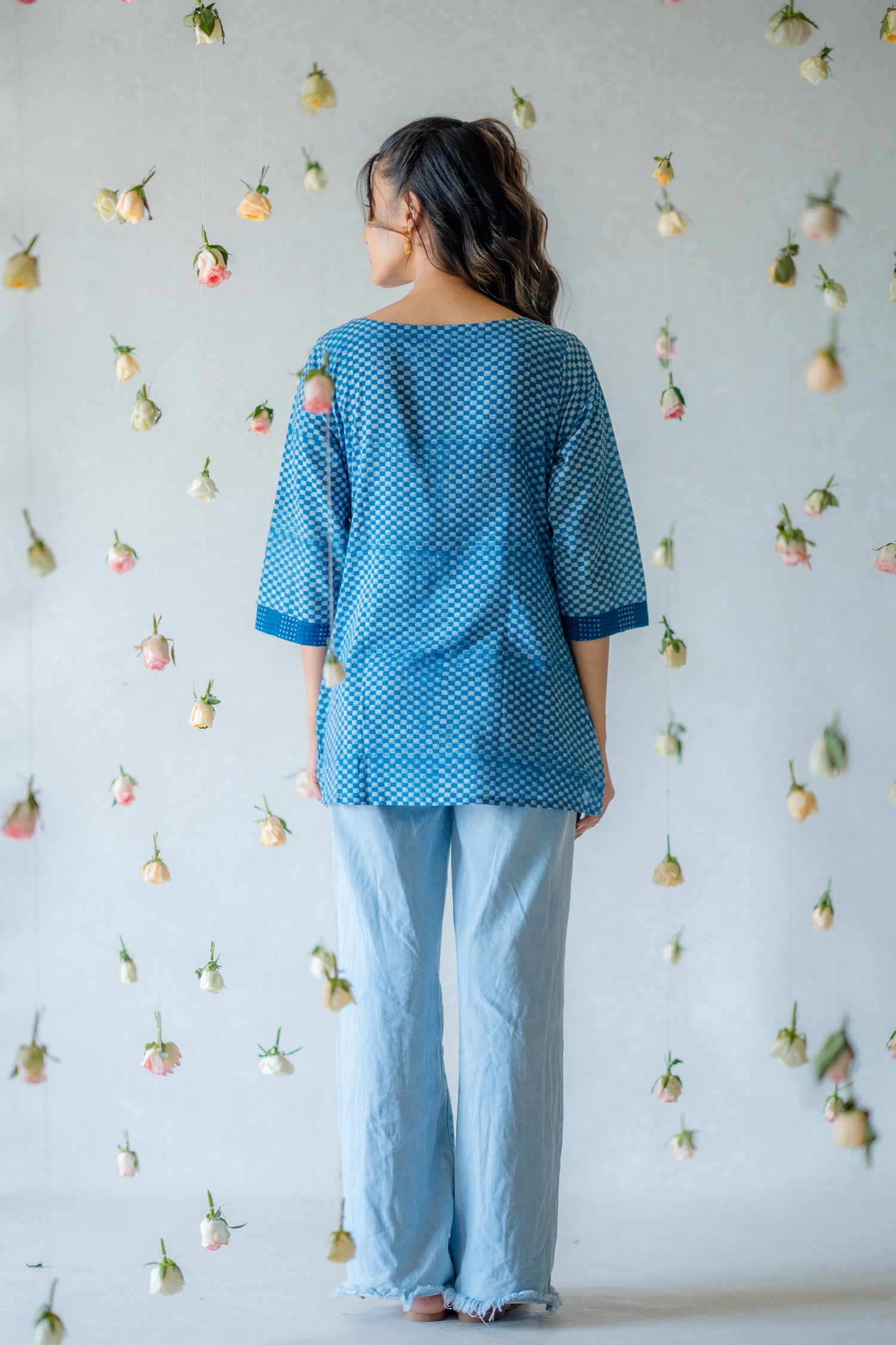 Indian Summer Indigo Blue Dabu Cotton Top | Ray-ethnic