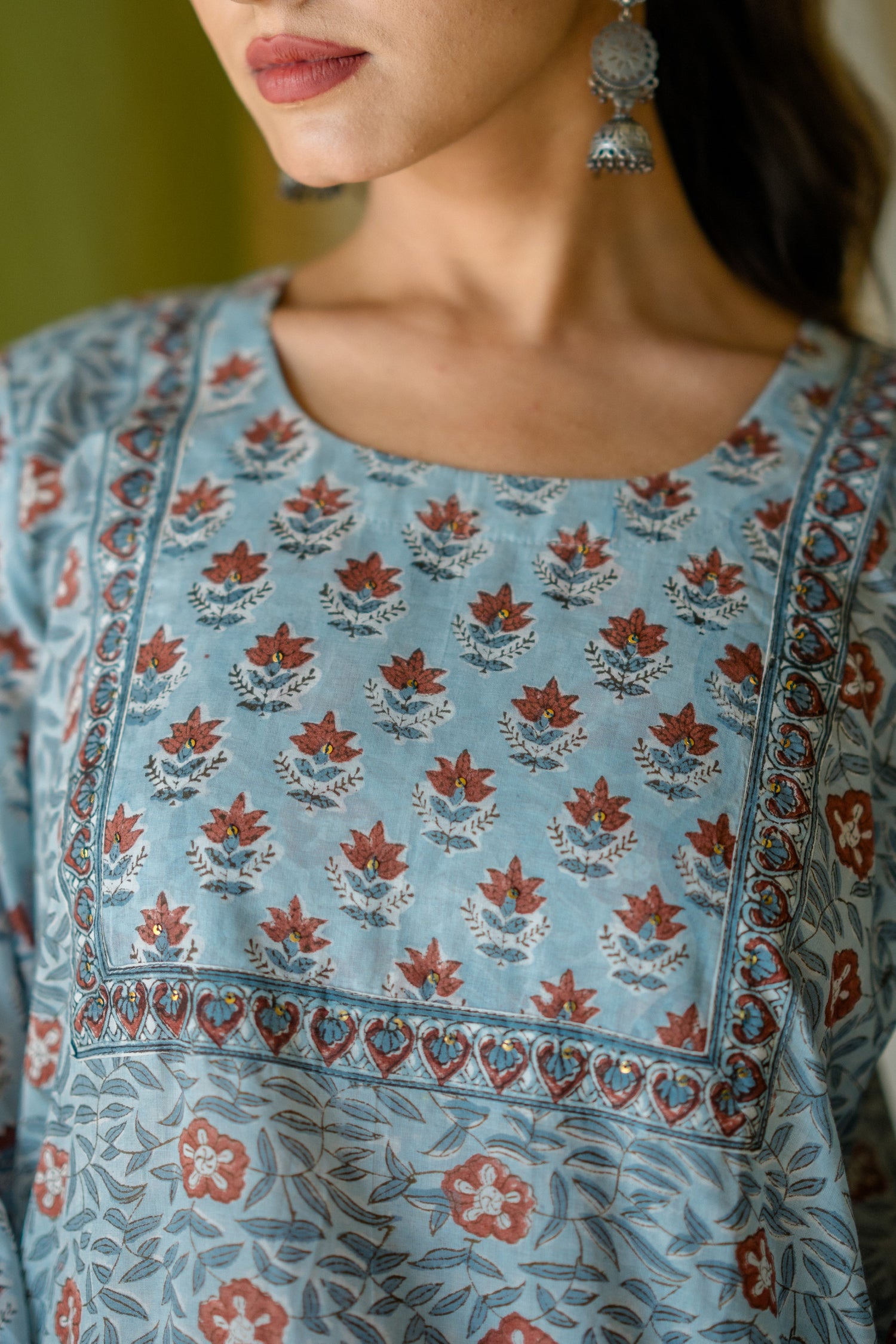 Indian Summer Blue Printed Cotton Set of 2 | Ray-ethnic