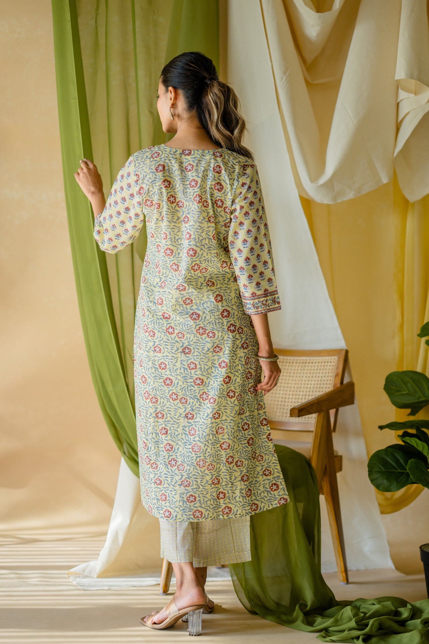 Indian Summer Yellow Printed Cotton Set of 2 | Ray-ethnic