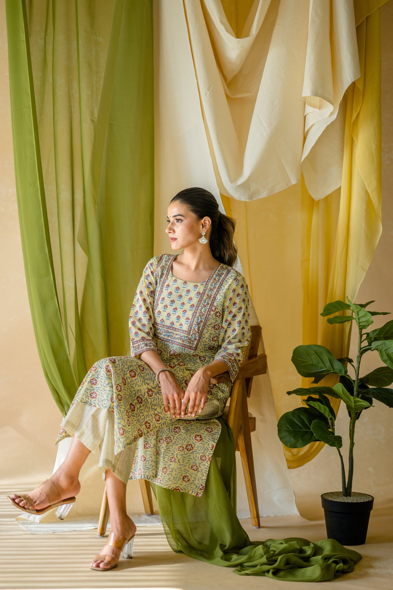 Indian Summer Yellow Printed Cotton Set of 2 | Ray-ethnic