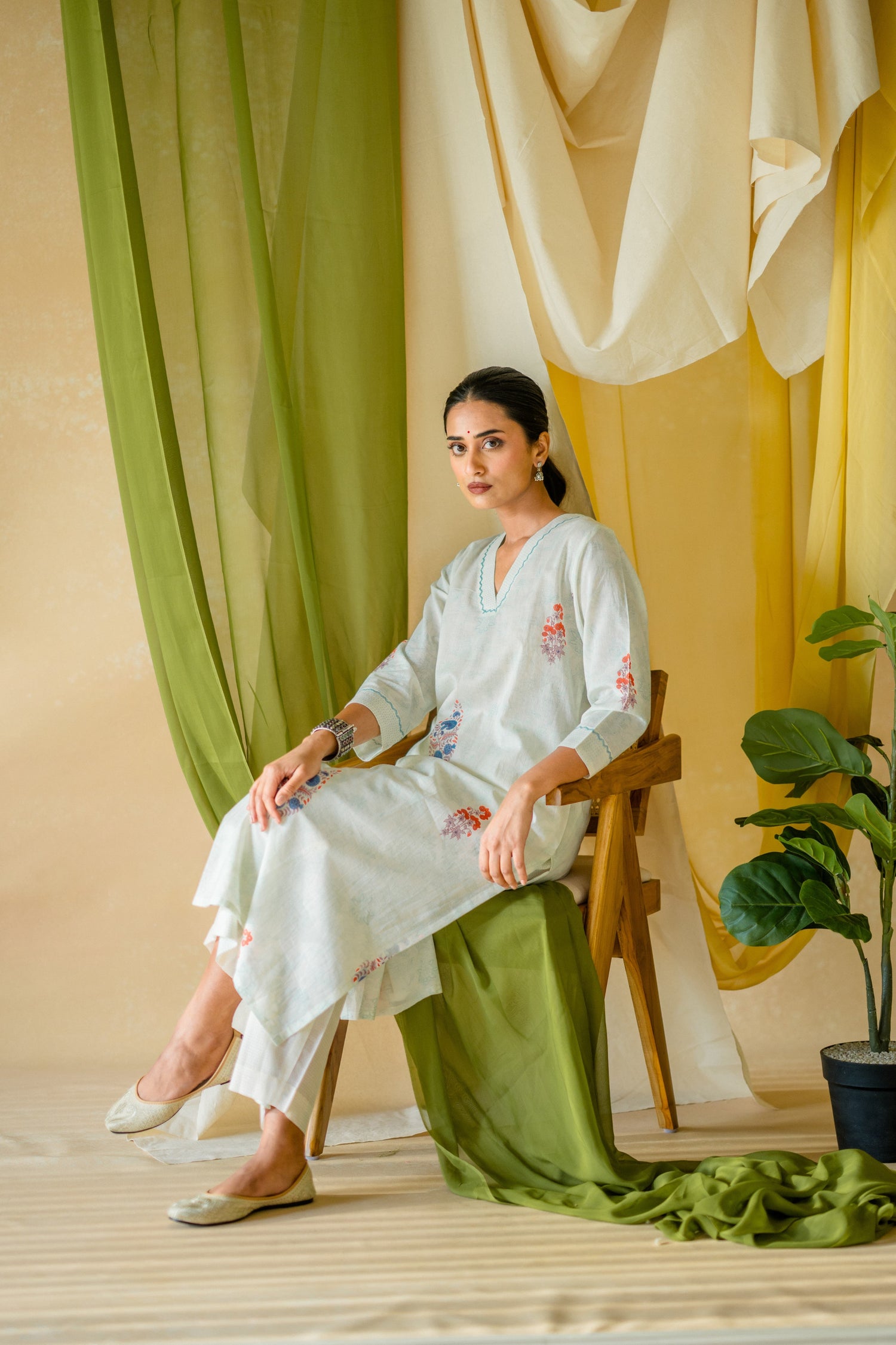 Indian Summer Blue Printed Mul Mul Set of 3 | Ray-ethnic