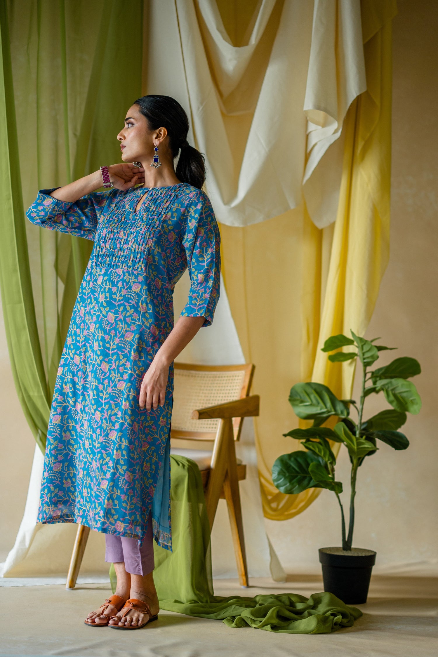 Indian Summer Blue Kota Kurta | Ray-ethnic