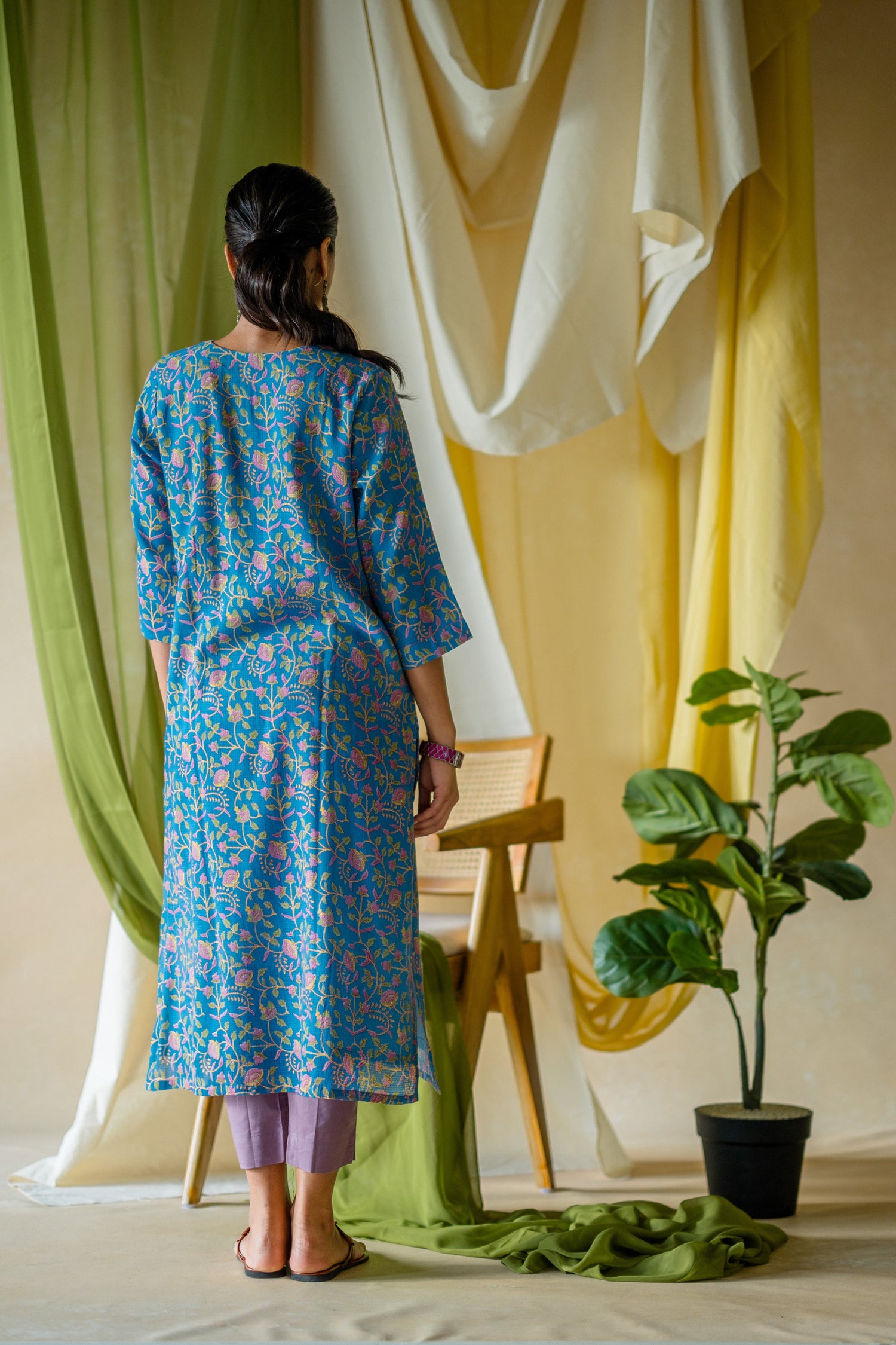 Indian Summer Blue Kota Kurta | Ray-ethnic