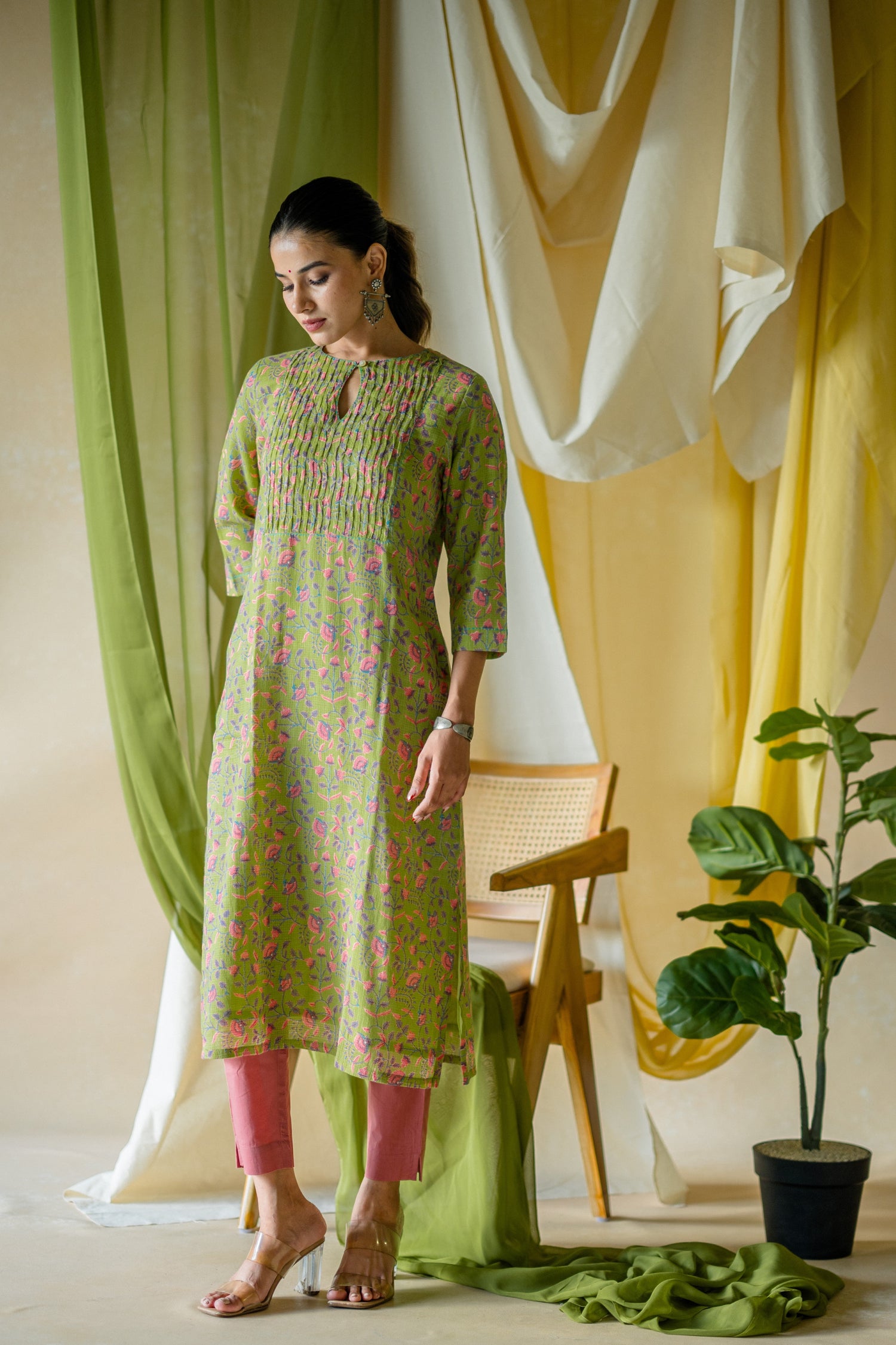 Indian Summer Green Kota Kurta | Ray-ethnic Ray Ethnic Indian Summer Green Kota Kurta | Ray-ethnic Ray Ethnic