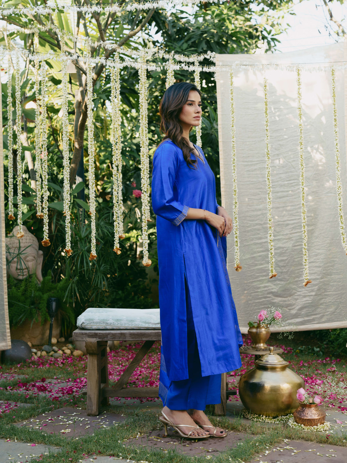 Taara Pure Silk Kurta Set in Royal Blue with Banarasi Dupatta