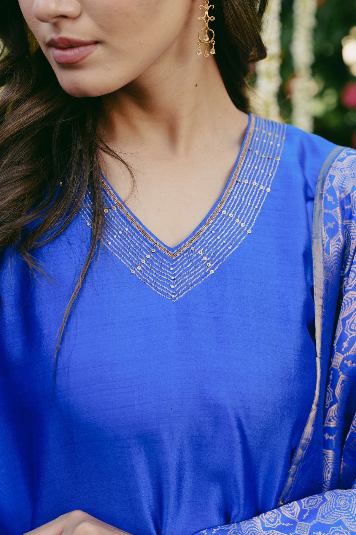 Taara Pure Silk Kurta Set in Royal Blue with Banarasi Dupatta