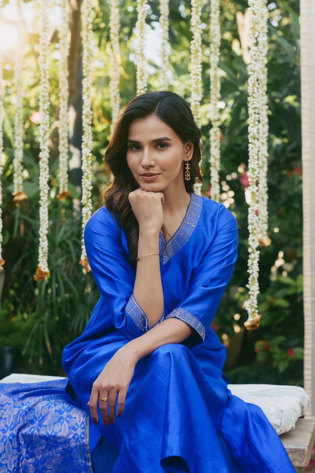 Taara Pure Silk Kurta Set in Royal Blue with Banarasi Dupatta
