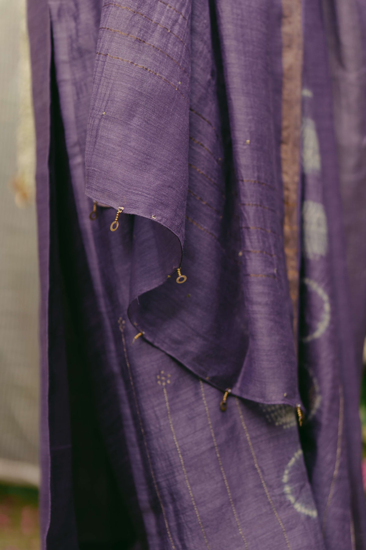 Taara Pure Silk Shibori Kurta Set of three in Lavender
