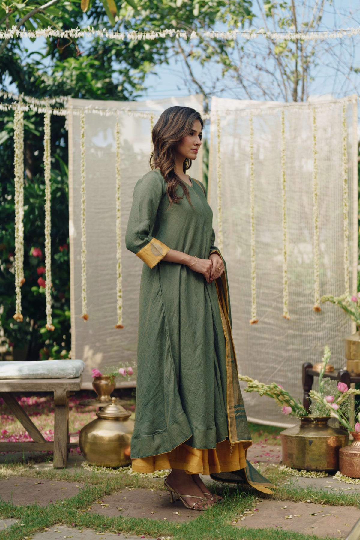 Taara Silk Tissue A-Line Kurta Set of Three
