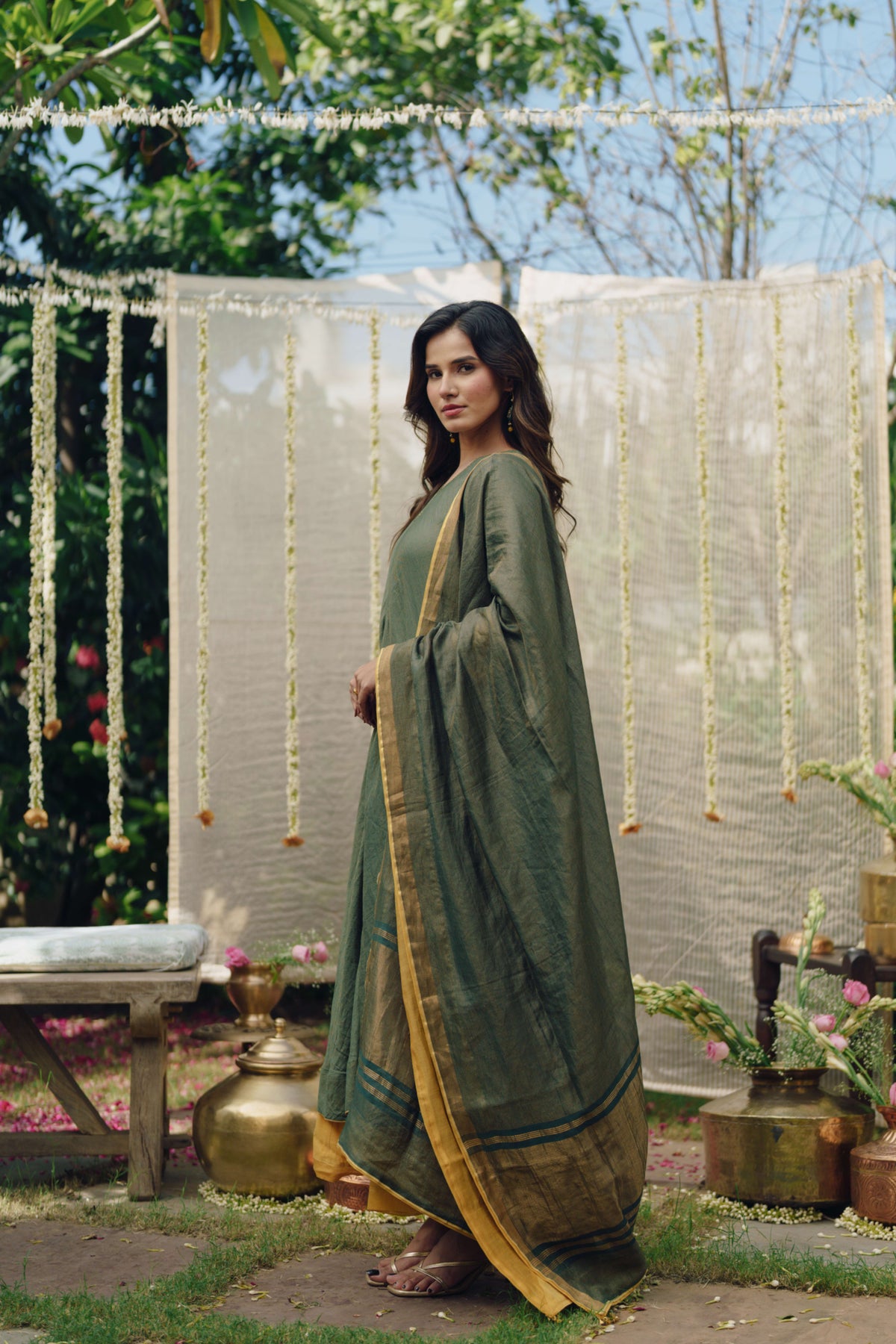 Taara Silk Tissue A-Line Kurta Set of Three