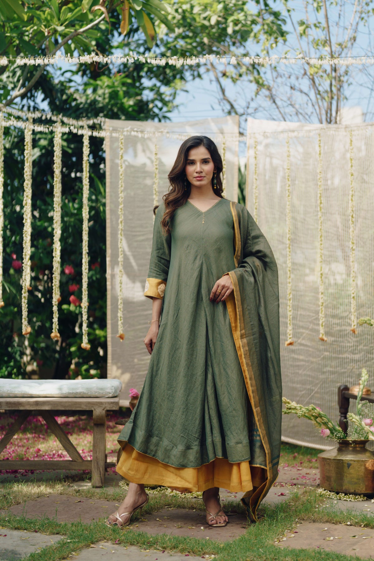 Taara Silk Tissue A-Line Kurta Set of Three