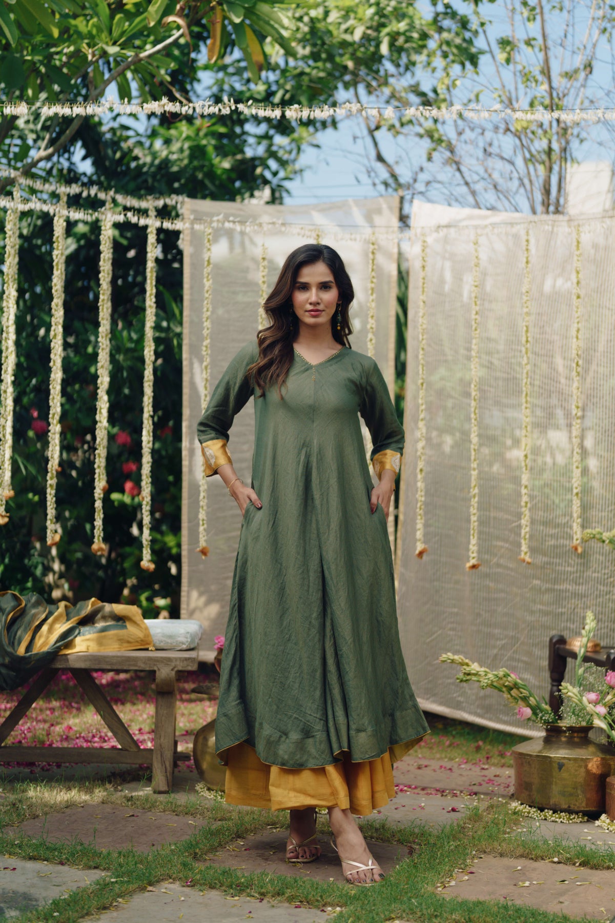 Taara Silk Tissue A-Line Kurta Set of Three