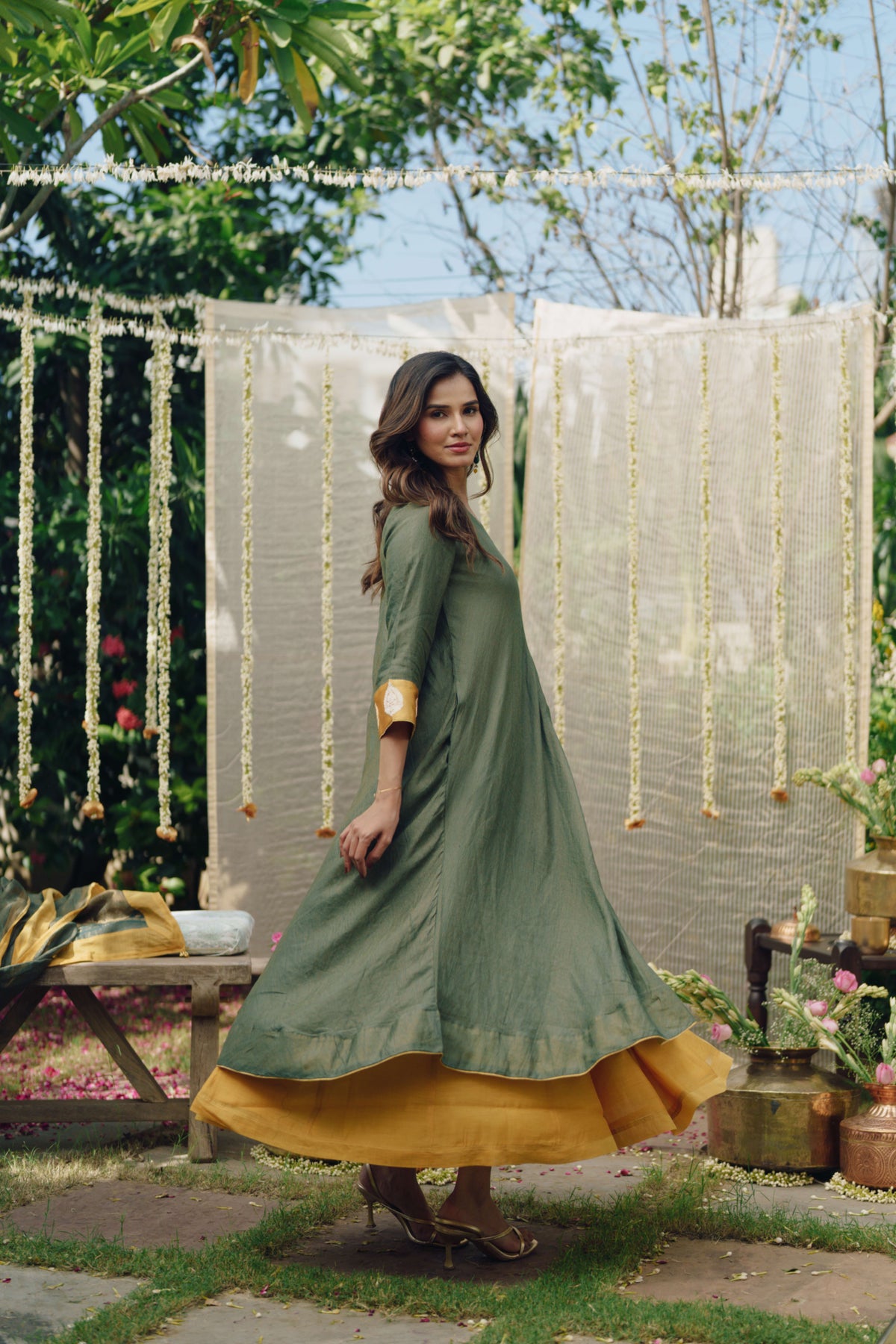 Taara Silk Tissue A-Line Kurta Set of Three